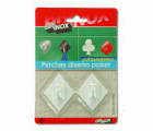 Mod. B7214-D Perchas diseño Poker. Lacado Blanco. 52 x 44 mm [Blister 2 unidades]