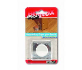 Mod. B7822-B Retenedor inox y Tope para Puerta. Blanco. 45 x 45 x 48 mm [Blister 1 unidad]