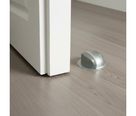 Mod. B9004-F Tope Acero para puertas adhesivo. Cromado mate. Ø 49 x 22 mm [Blister 1 unidad]