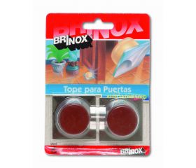 Mod. B9006-M Tope puerta Pequeño adhesivo. Marrón. 41 x 41 x 20 mm [Blister 2 unidades]