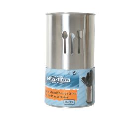 C51912 Bote porta Utensilios de cocina. Acero Inoxidable. Ø 10 x 19 cm