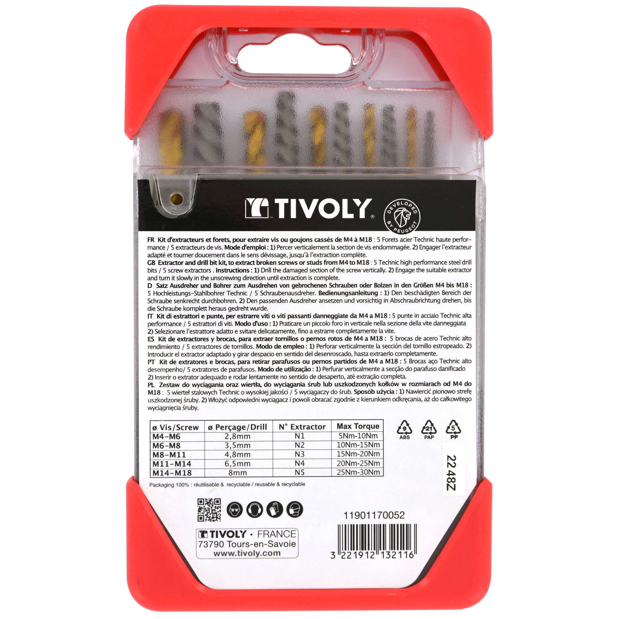 10 piezas - Extractores de tornillos rotos