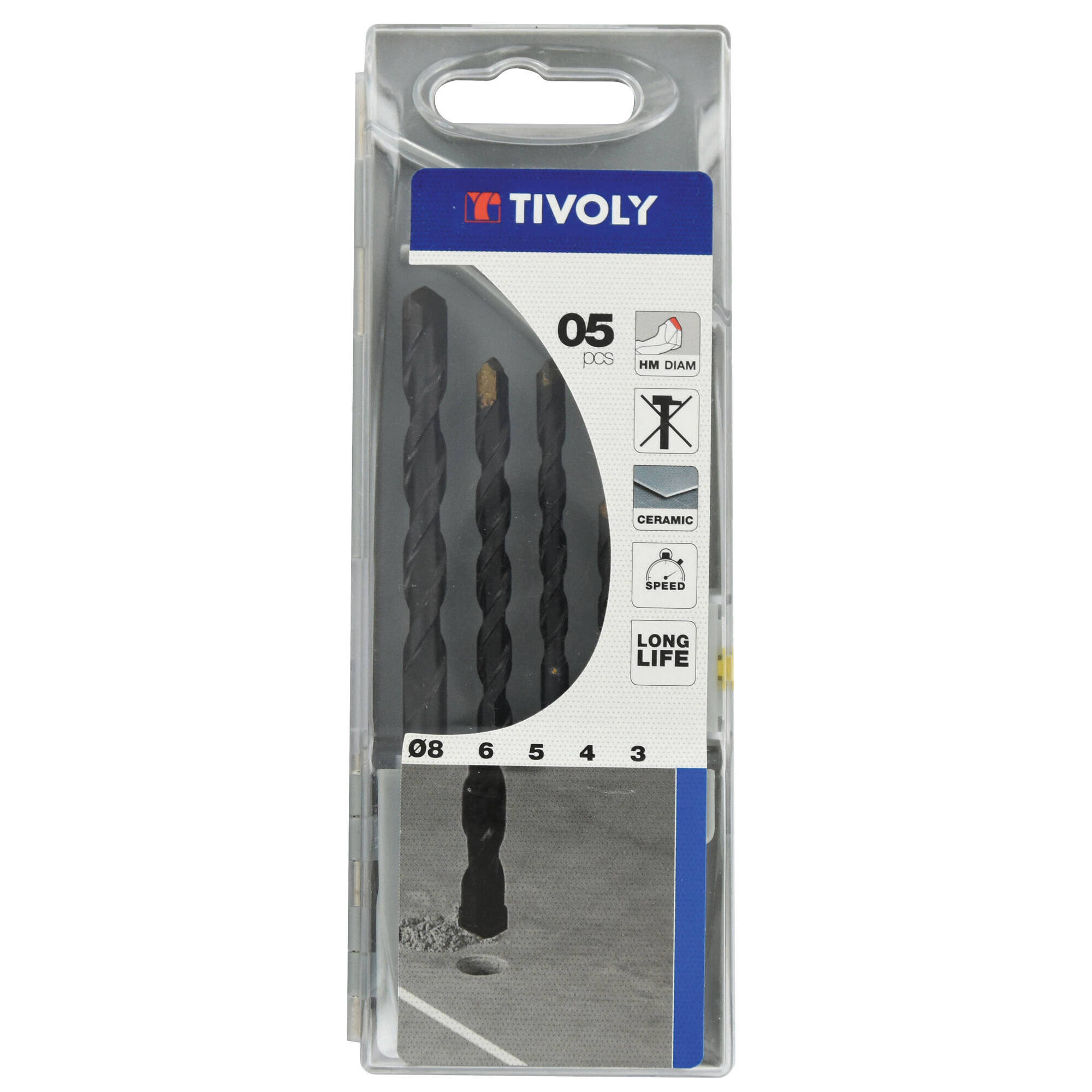 12000370002 - 5 brocas para azulejos Ø 3 a 8 mm