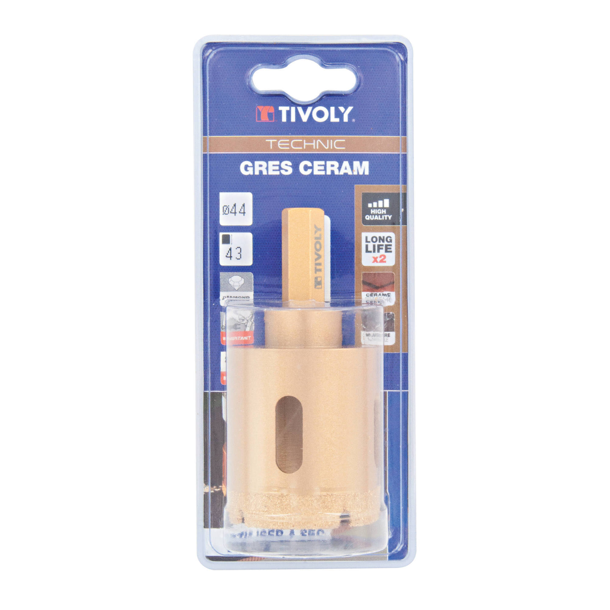 Ø: 44 / Sierra corona diamante corte en seco (Estuche blíster) / H: 43