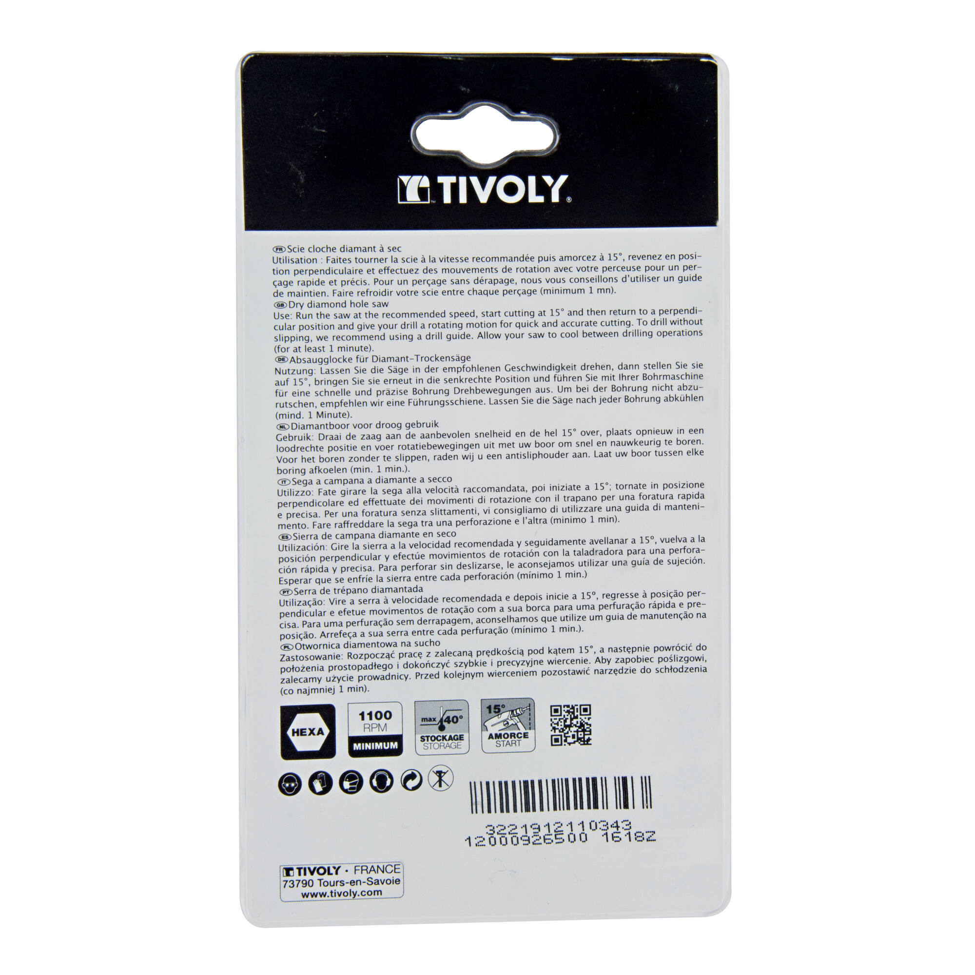 Ø: 65 / Sierra corona diamante corte en seco (Estuche blíster) / H: 43