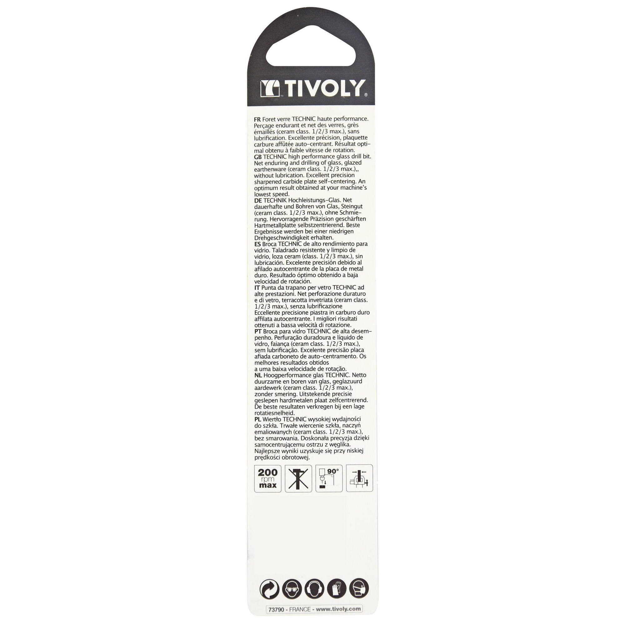 Ø: 5 / Broca para vidrio -Placa de Metal Duro HQ -Mango hexagonal reforzado (Blíster) / L: 105