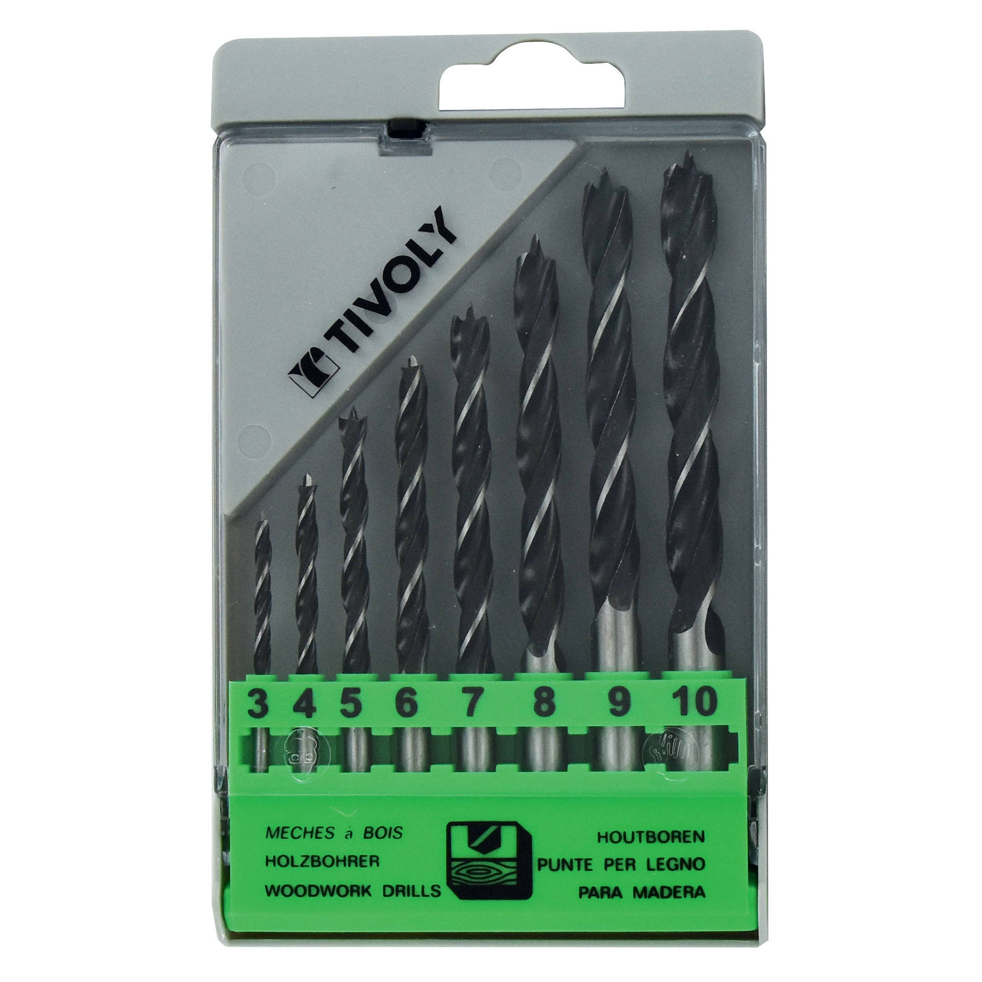 50800370005 - 8 brocas para madera 3 puntas Ø 3 a 10 mm