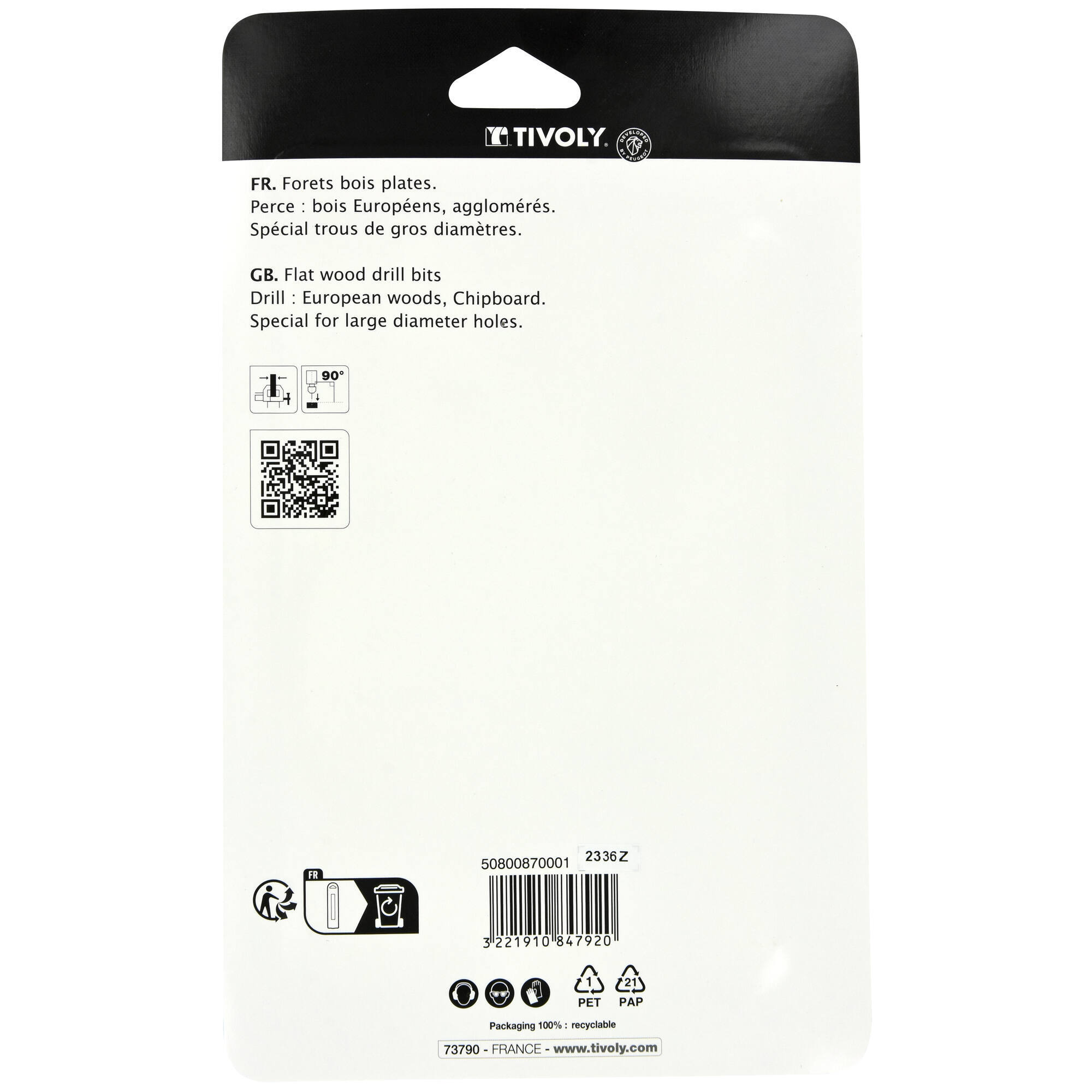 6 brocas para madera planas Ø 10 a 25 mm