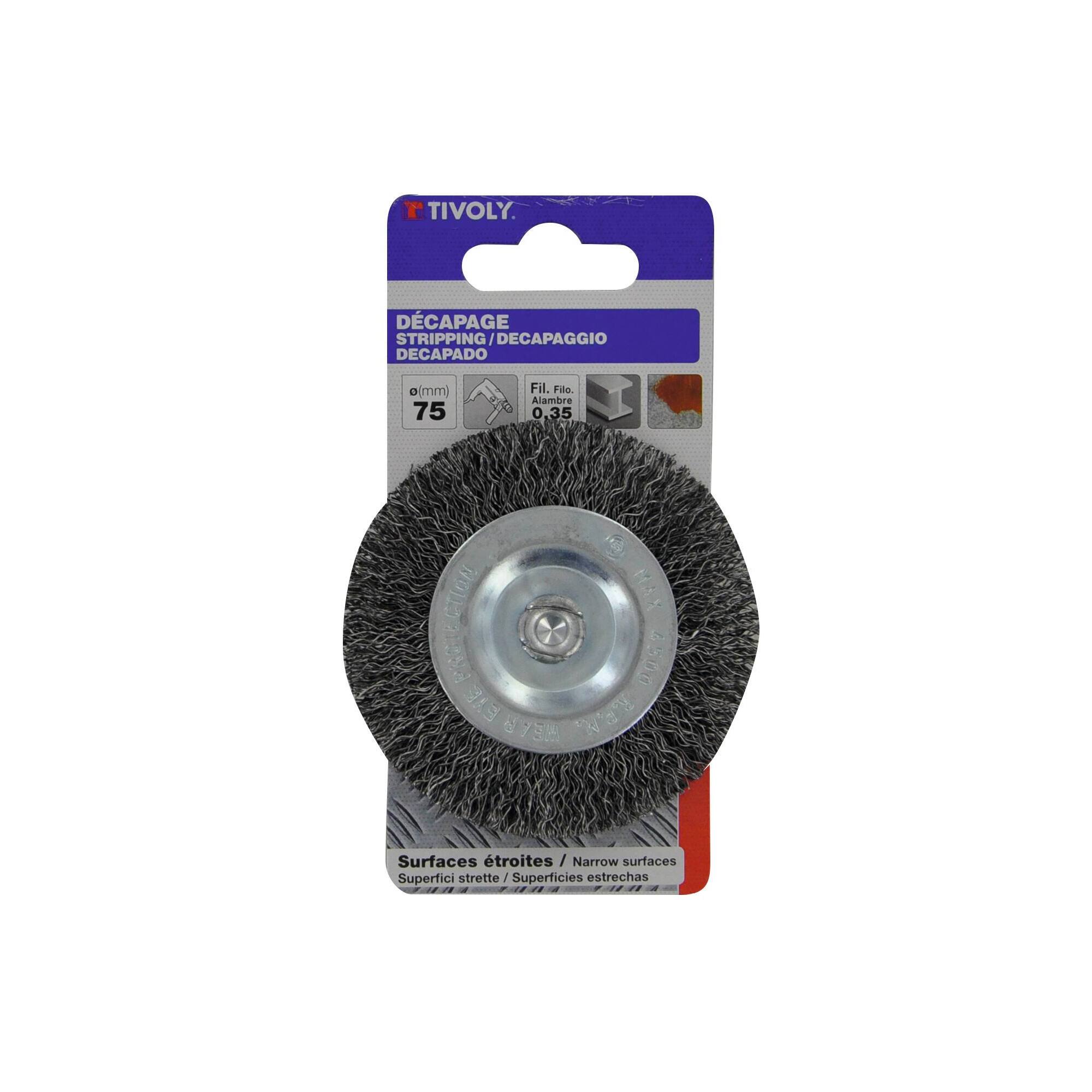 Cepillo CIRCULAR -Alambre de acero ondulado -Decapado de metal (Cartoncillo colgante) / Ø: 38 / 0.35