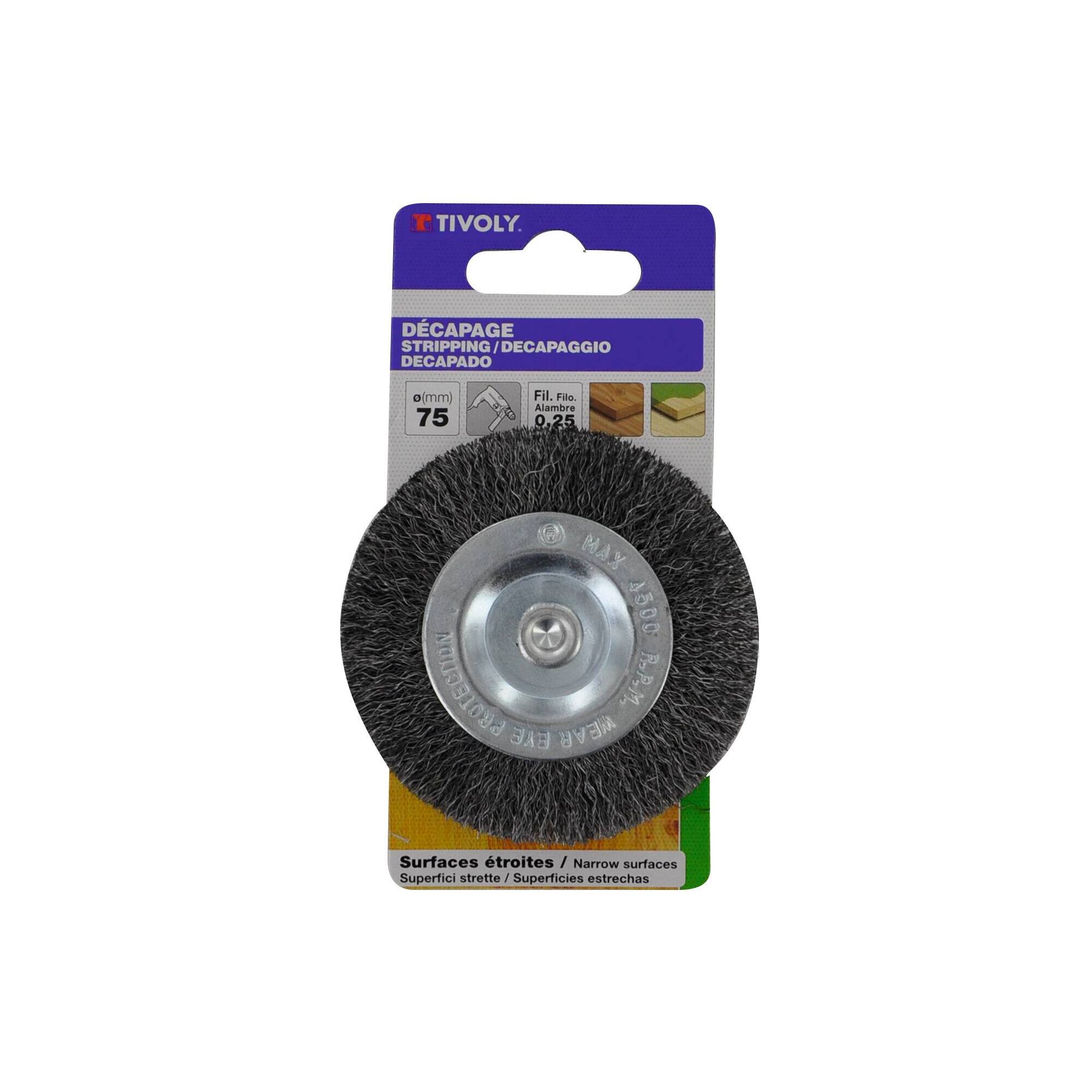 Cepillo CIRCULAR -Para taladro -Alambre de acero ondulado -Decapado de madera (Cartoncillo colgante) / Ø: 50 / 0.25