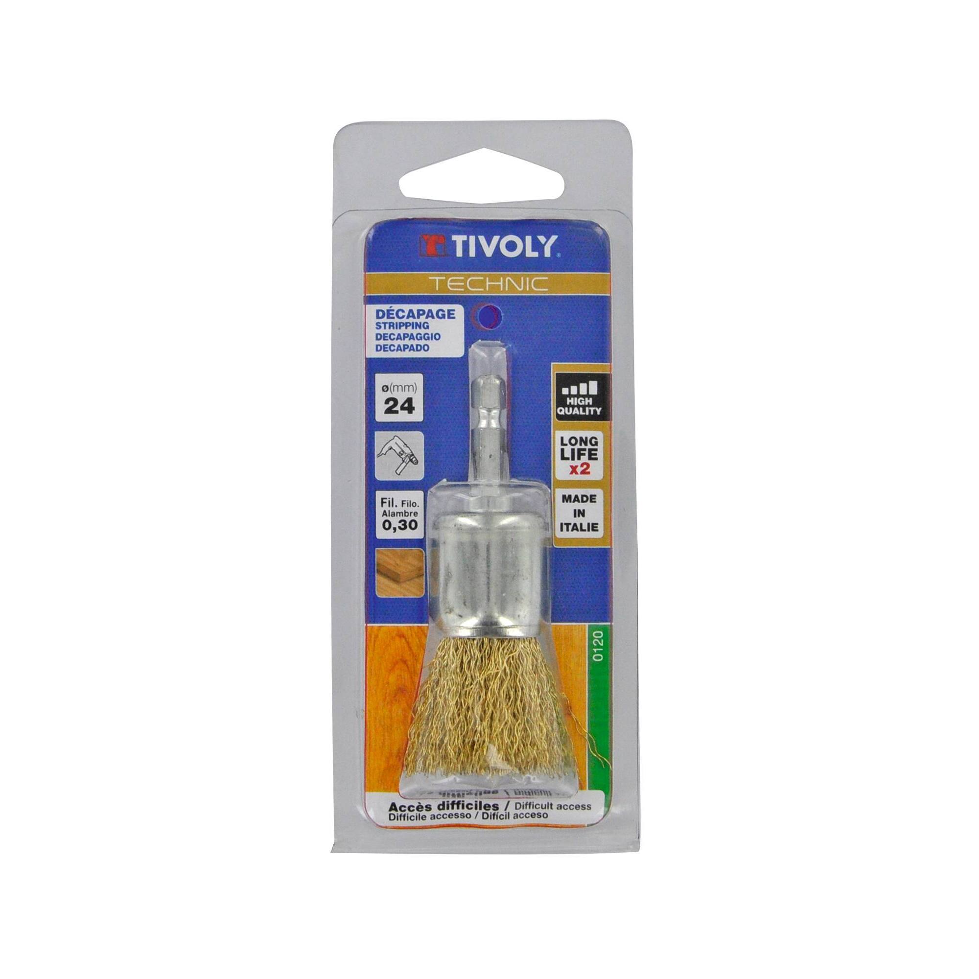 Cepillo PINCEL -Alambre de acero latonado -Decapado de madera (Blíster) / Ø: 24 / 0.3