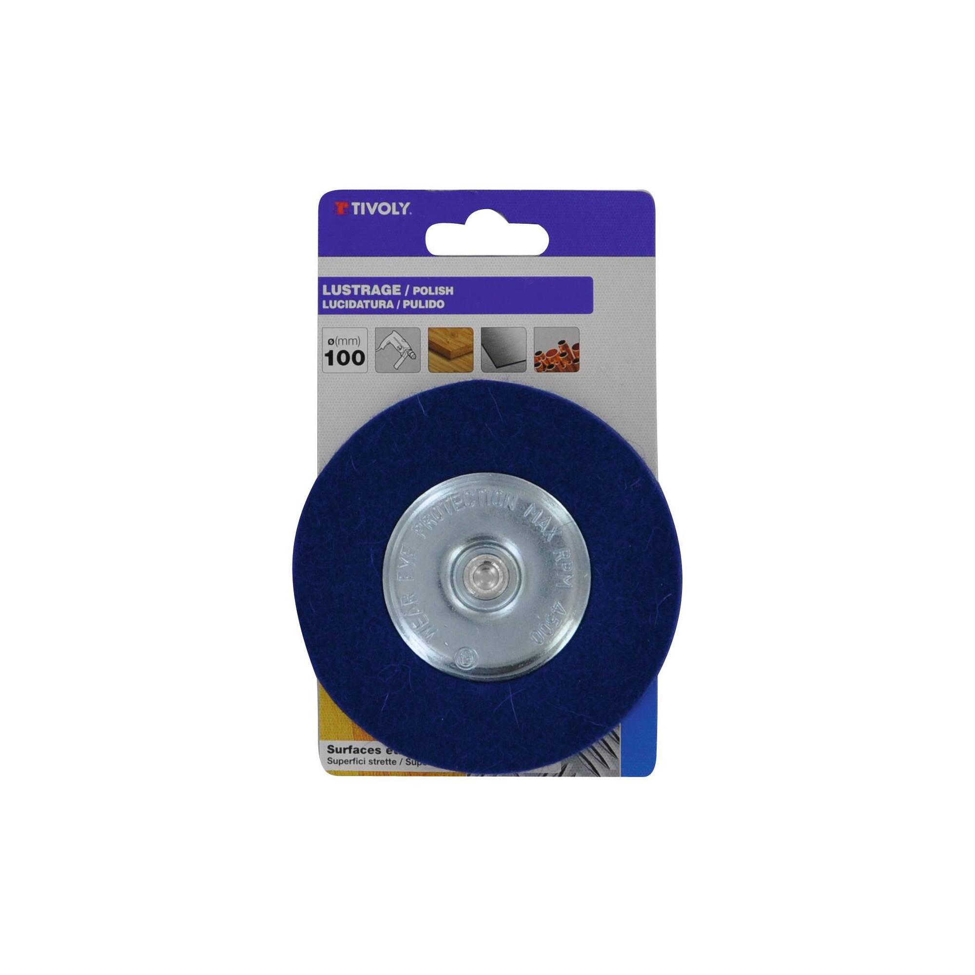 Cepillo CIRCULAR -Fieltro -Pulido de madera barnizada y metal (Cartoncillo colgante) / Ø: 100 /