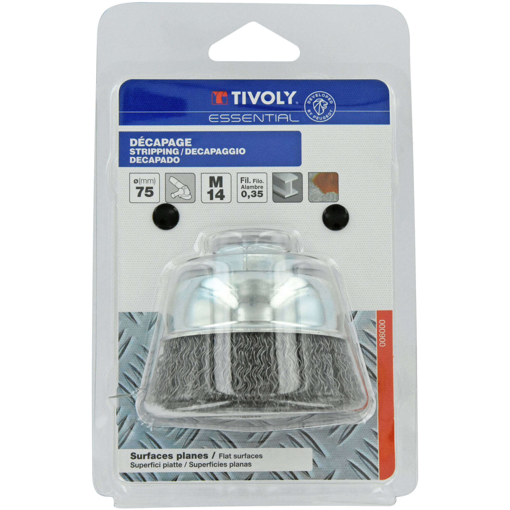 Cepillo COPA -Alambre de acero ondulado -Decapado de metal (Blíster) / Ø: 75 / 0.35