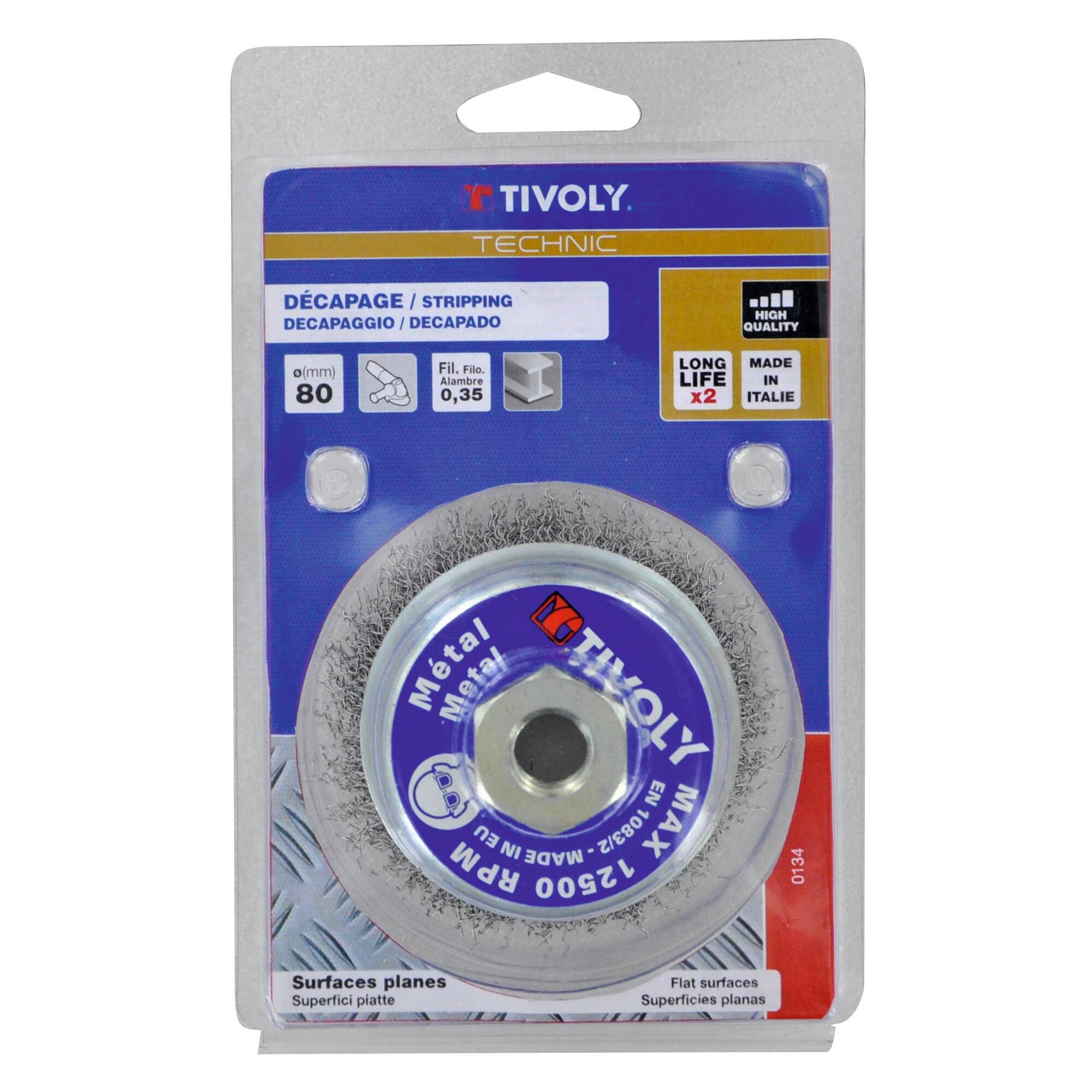 Cepillo COPA -Alambre de acero ondulado -Decapado de metal (Estuche blíster) / Ø: 80 / 0.35