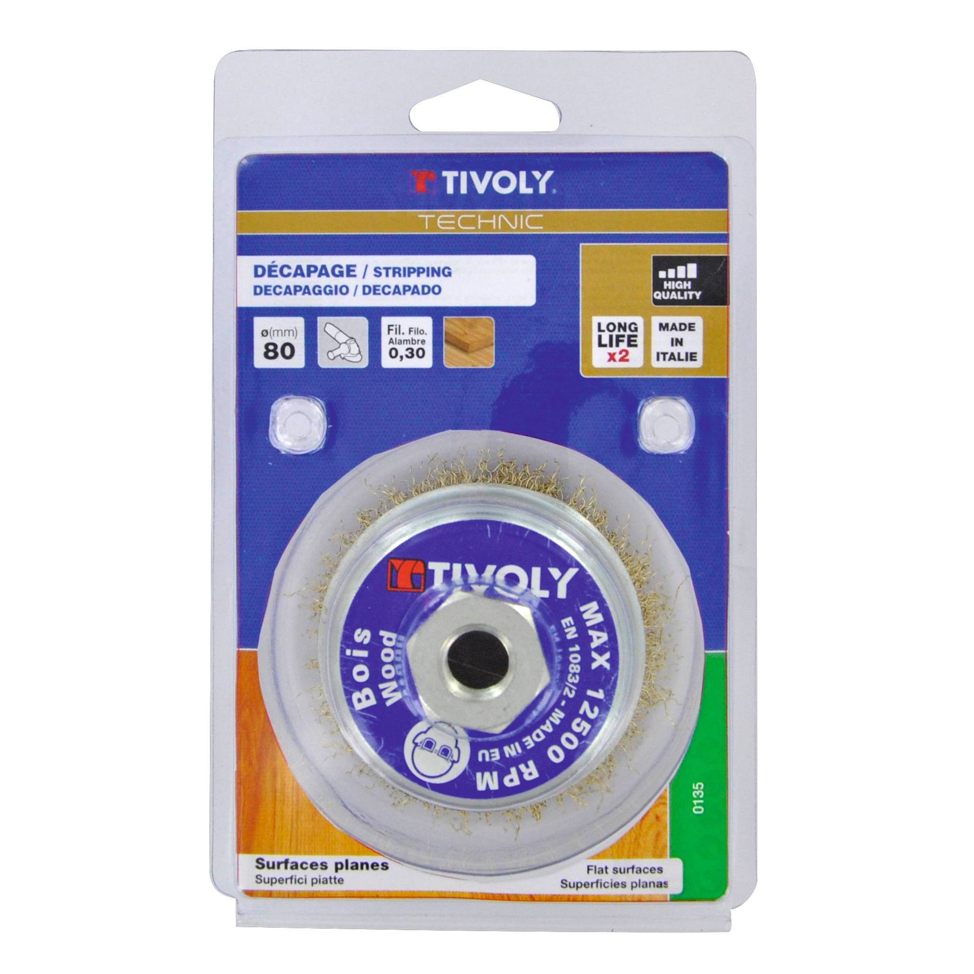 Cepillo COPA -Alambre de acero latonado -Decapado de madera, latón y cobre (Estuche blíster) / Ø: 80 / 0.3