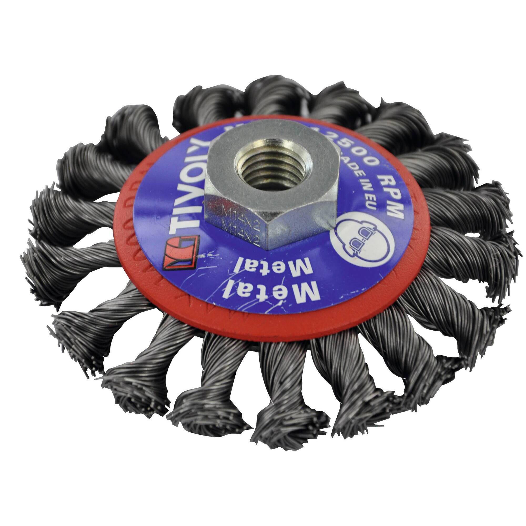 1T20612 - Cepillo CÓNICO -Alambre de acero trenzado -Decapado grueso de metal