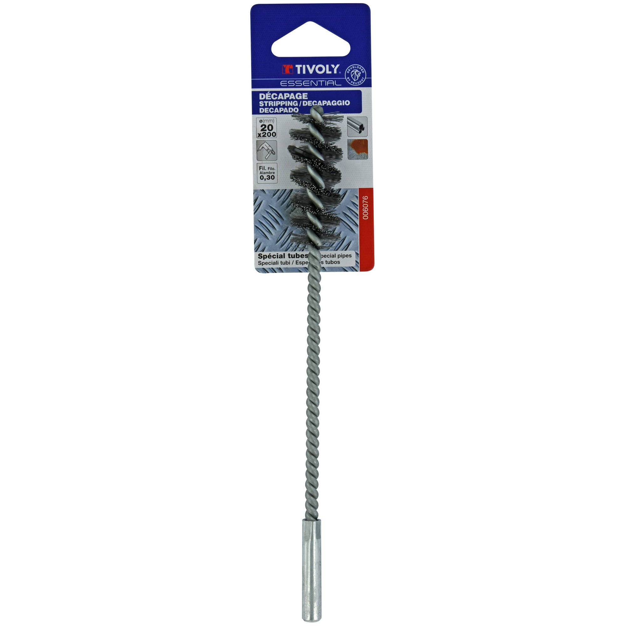 Cepillo CILÍNDRICO -Alambre de acero ondulado -Decapado de metal (Blíster) / Ø: 20 / 0.35