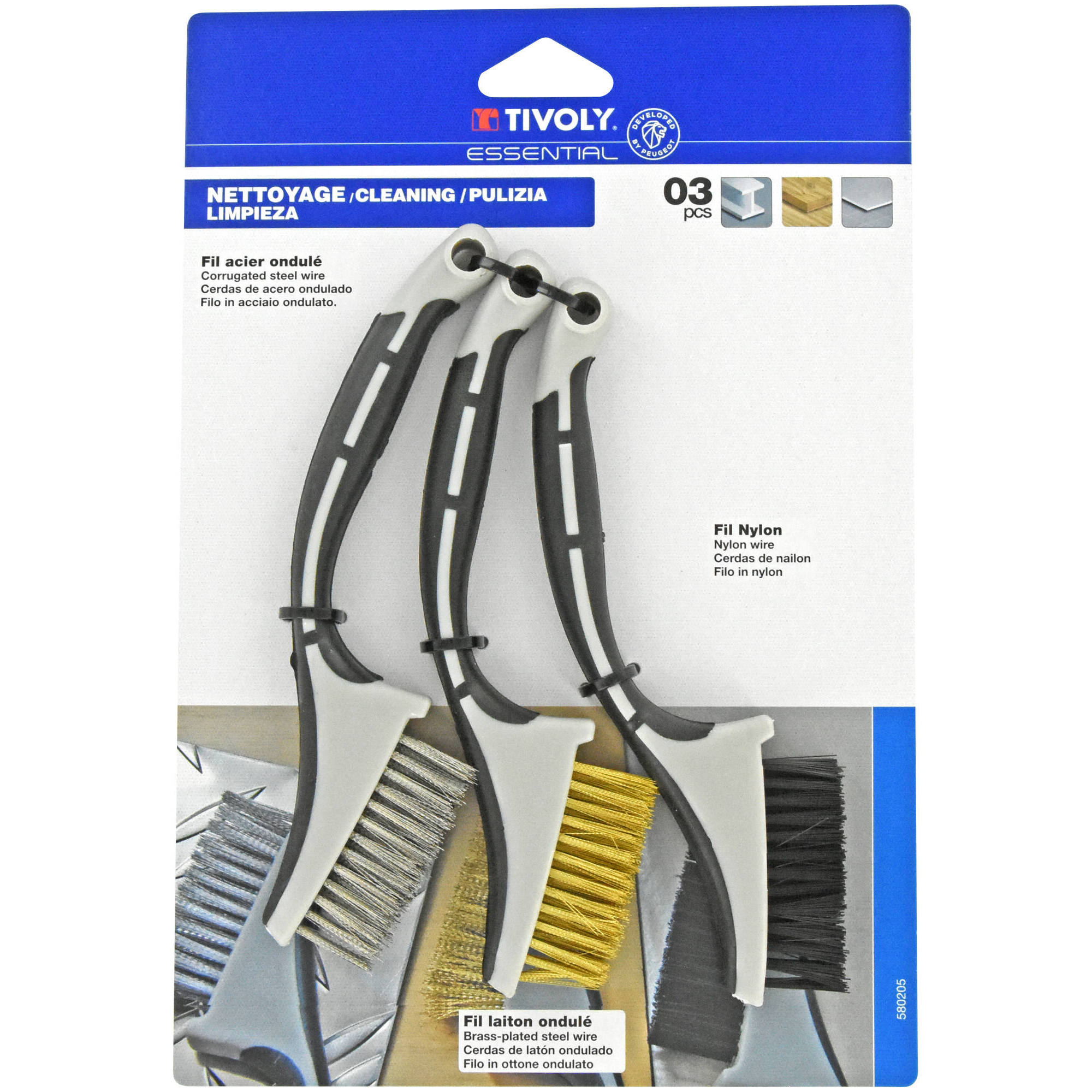 XT20252580205 - 3 piezas: minicepillos manuales con mango de plástico