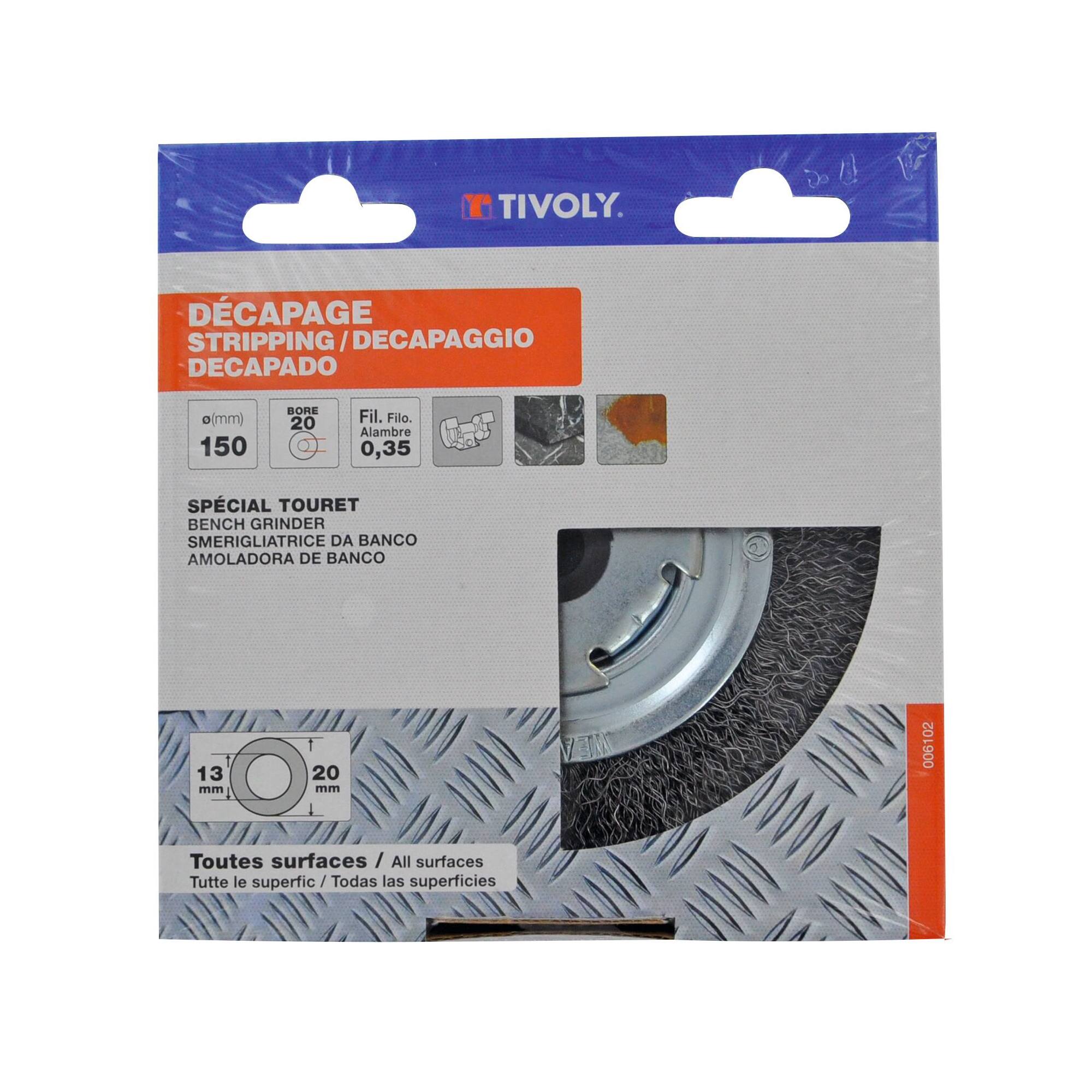 Cepillo de DISCO -Alambre de acero ondulado -Decapado de metal (Caja colgante) / Ø: 150x15 / 0.35