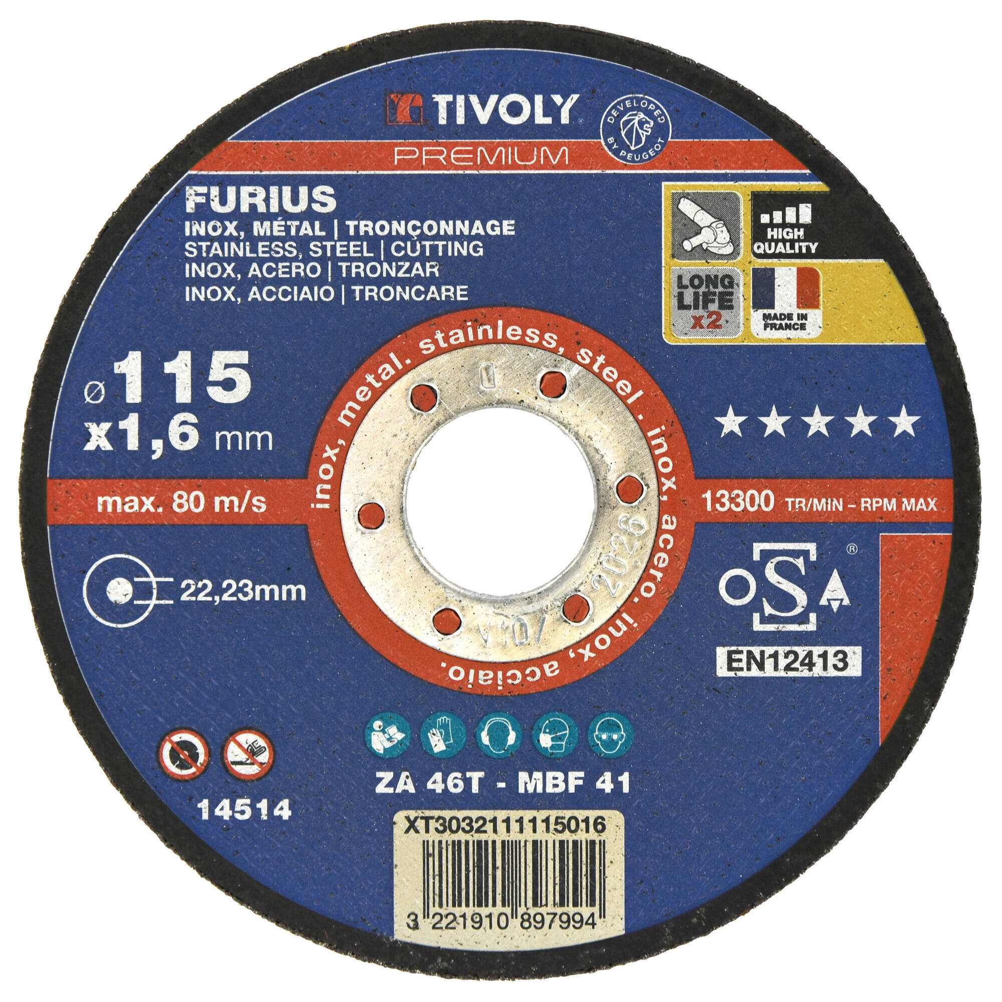 XT30101 - Disco de corte FURIUS -Para metal