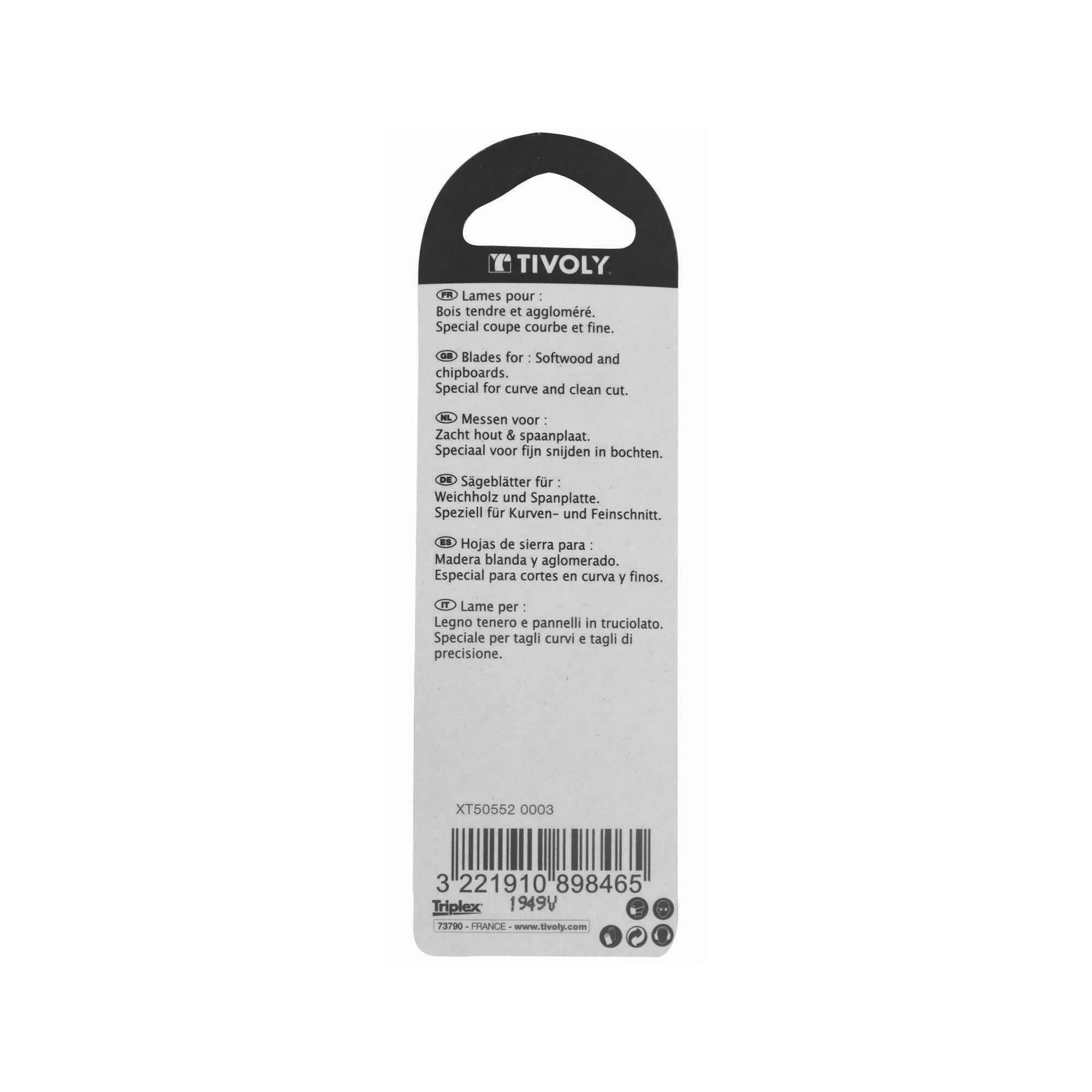 Hoja de sierra de calar -Para madera blanda y aglomerado -Enganche en T (Blíster) / L: 75 / H: 50 /Corte curvo