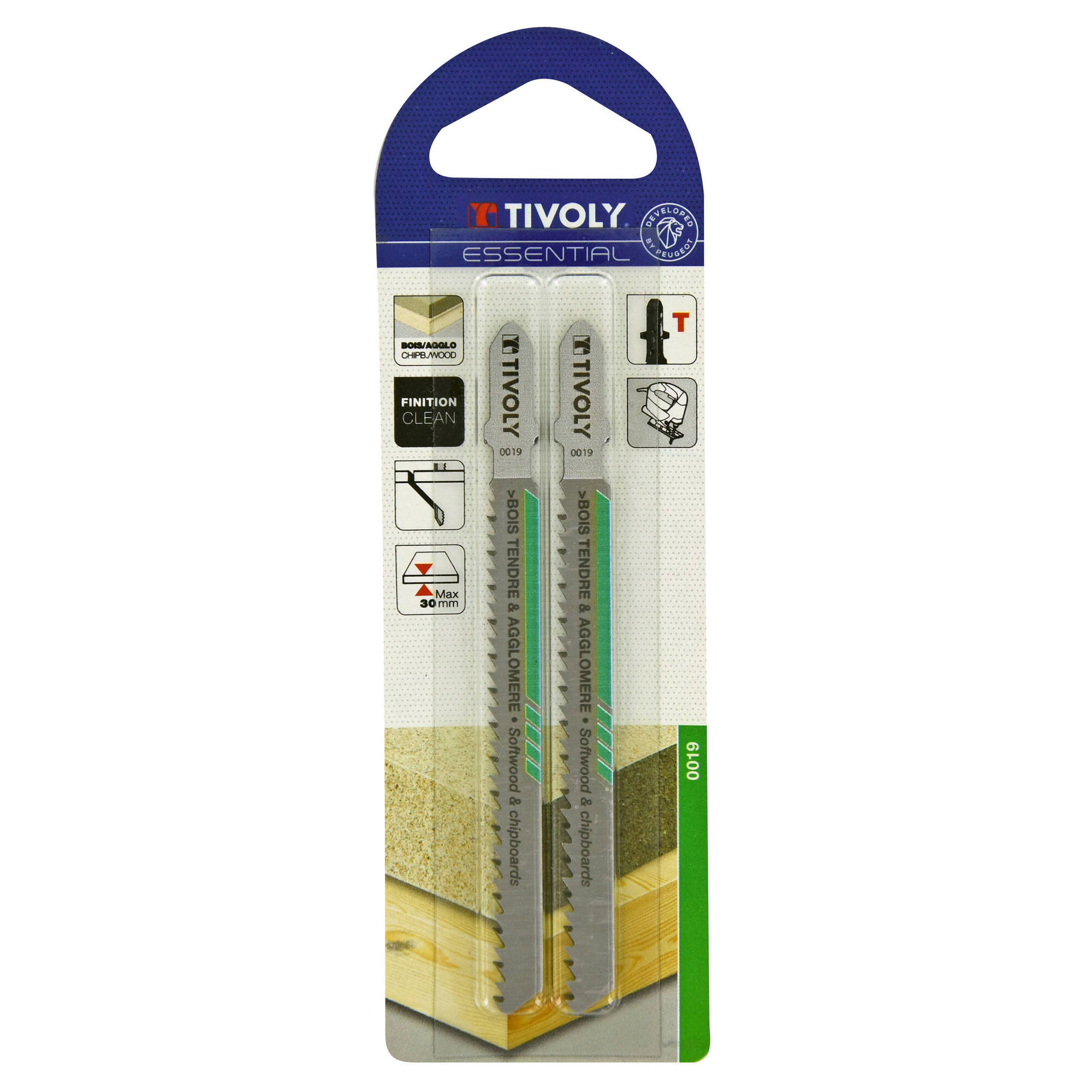 Hoja de sierra de calar -Para madera blanda y aglomerado -Enganche en T (Blíster) / L: 100 / H: 75 /Corte recto