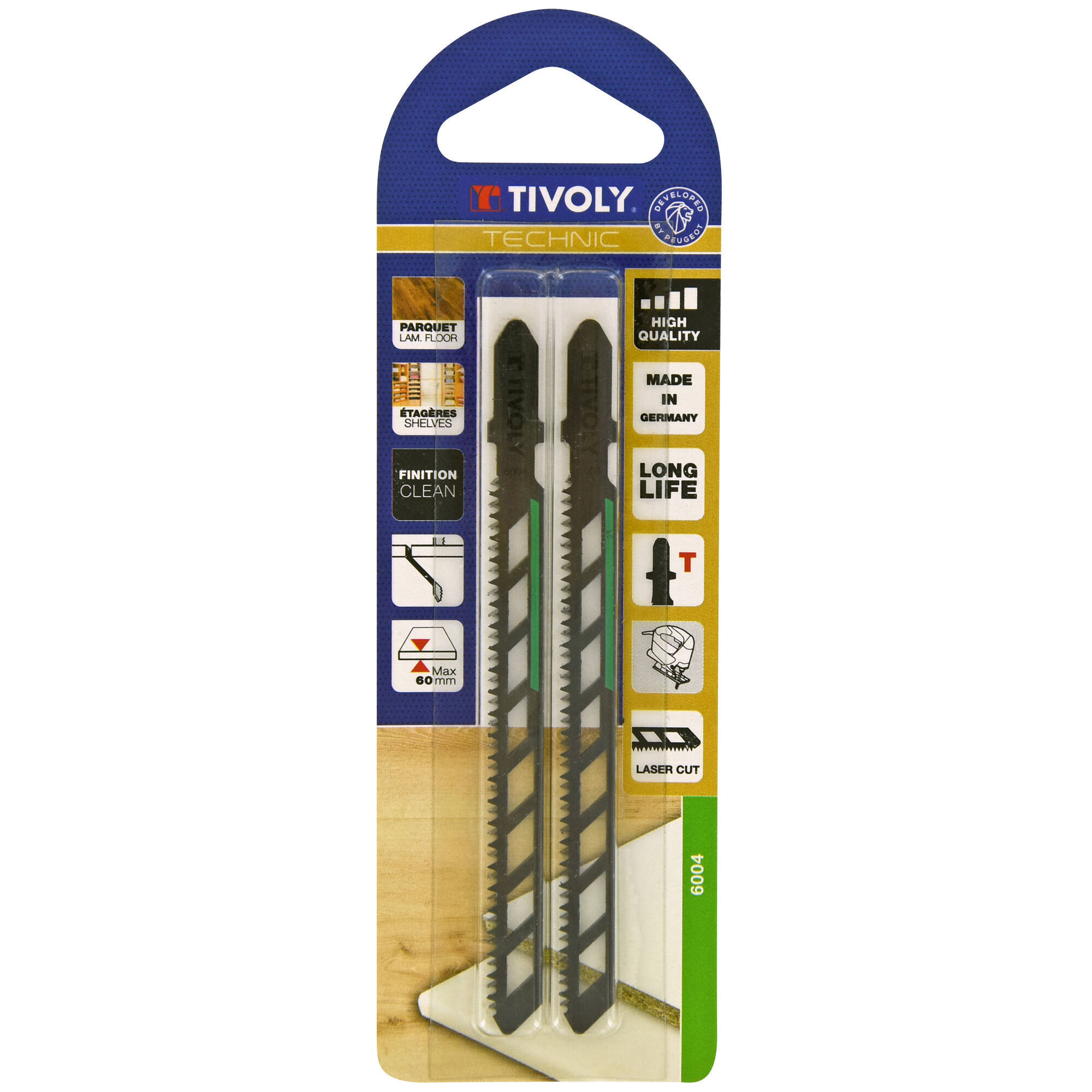 Hoja de sierra de calar -Laser cut -Para madera de melamina -Enganche en T (Blíster) / L: 100 / H: 75 / Corte recto