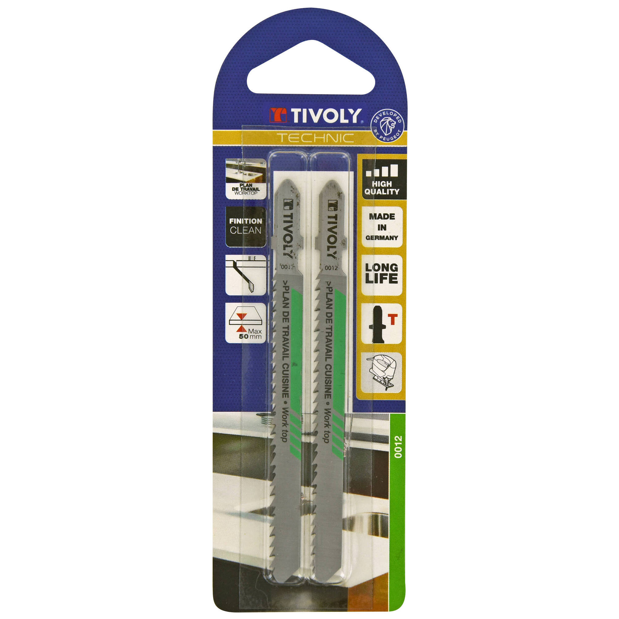 Hoja de sierra de calar -Para encimera -Enganche en T (Blíster) / L: 100 / H: 75 / Corte recto