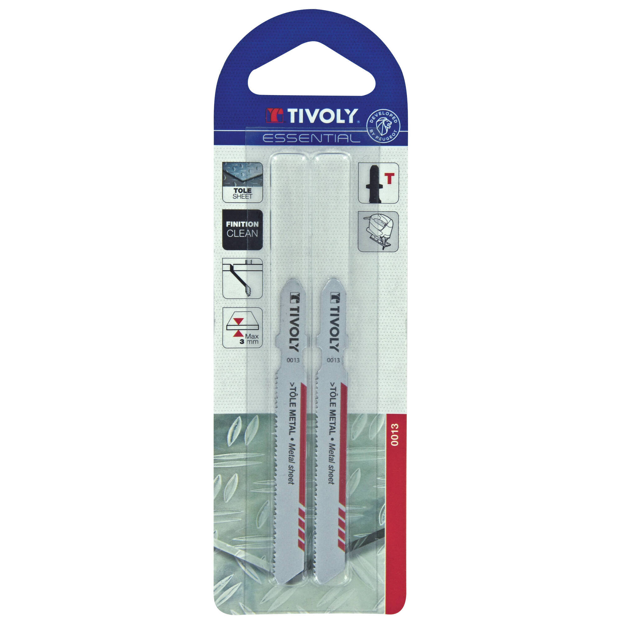 Hoja de sierra de calar -Para chapa metálica -Enganche en T (Blíster) / L: 75 / H: 50 / Corte recto