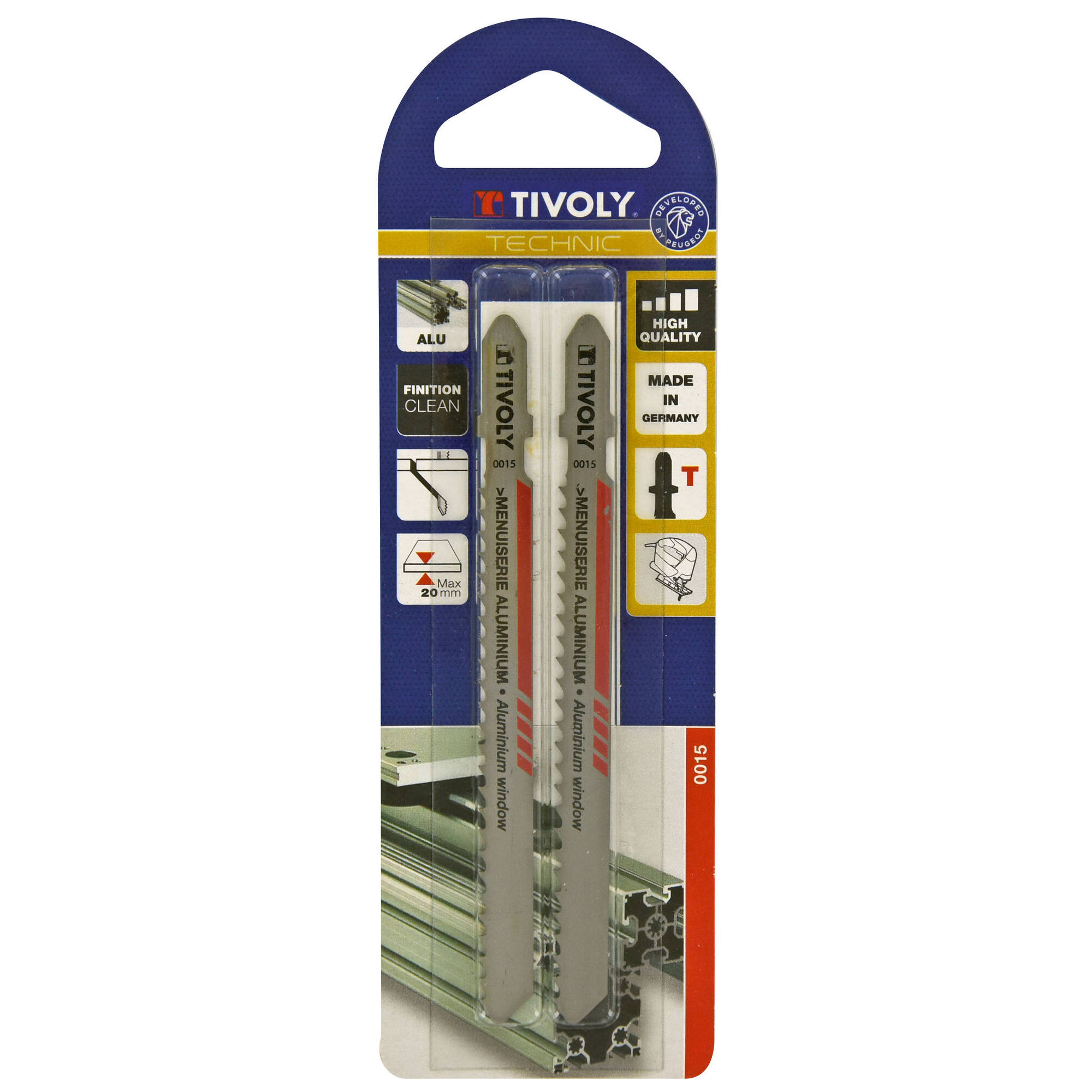 Hoja de sierra de calar -Para aluminio -Enganche en T (Blíster) / L: 100 / H: 75 / Corte recto