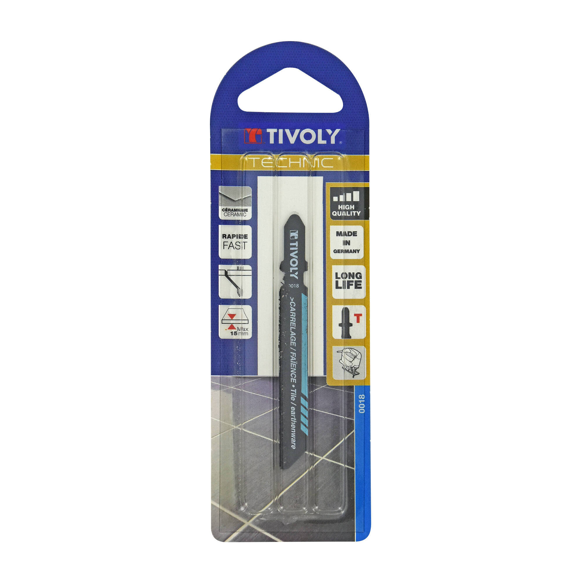 Hoja de sierra de calar -Para azulejos -Enganche en T (Blíster) / L: 75 / H: 50 / Corte recto