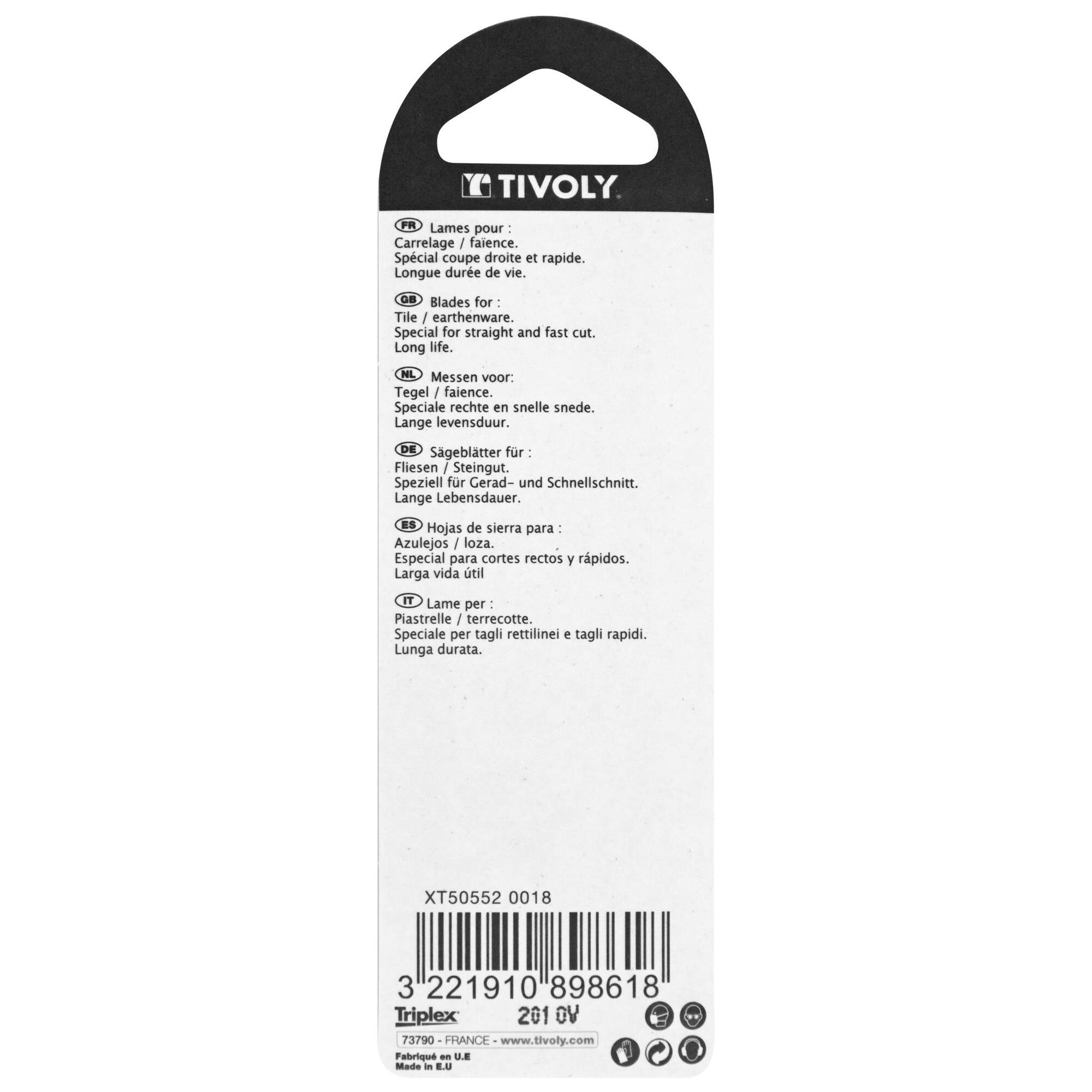 Hoja de sierra de calar -Para azulejos -Enganche en T (Blíster) / L: 75 / H: 50 / Corte recto