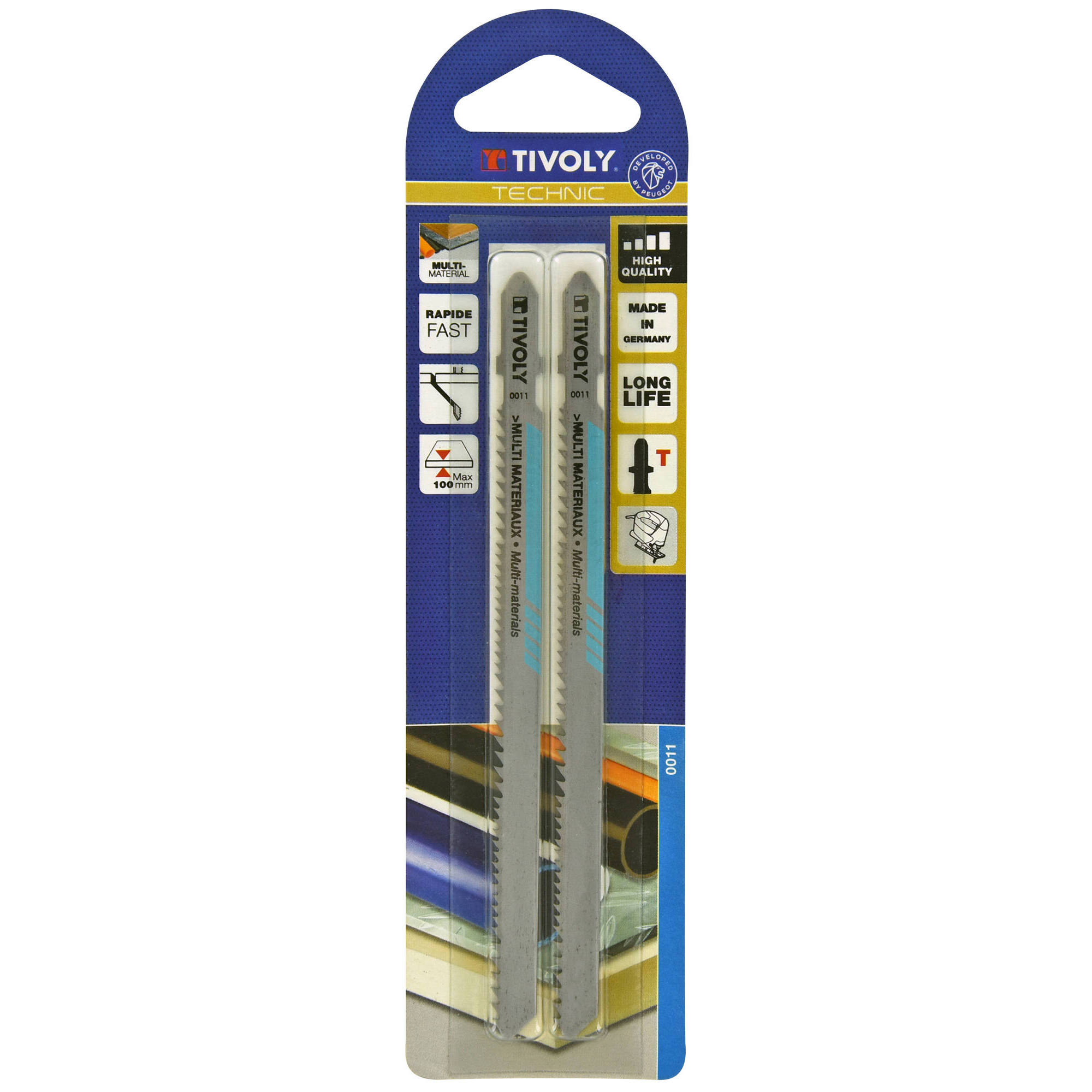 Hoja de sierra de calar -Múltiples materiales -Enganche en T (Blíster) / L: 132 / H: 110 / Corte recto