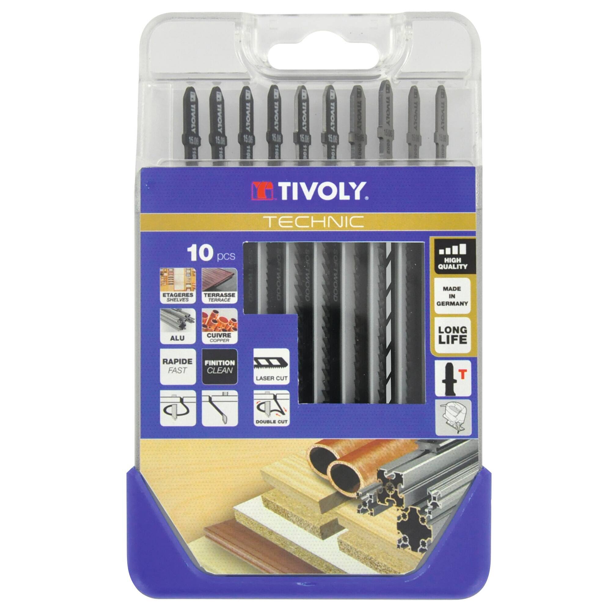 XT505570002 - 10 hojas de sierra de calar para madera, melamina y metales no ferrosos -Enganche en T