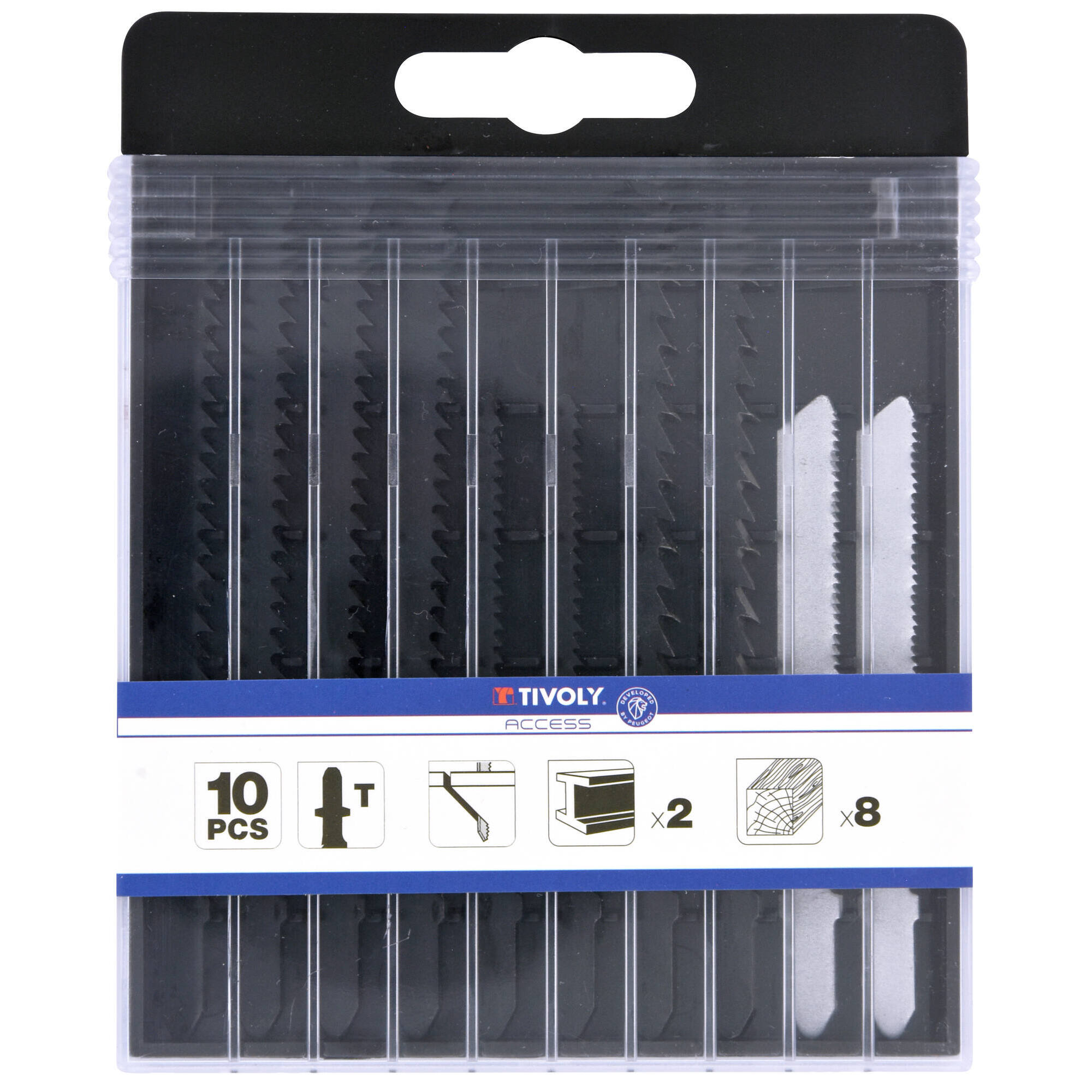 XT50557505500 - 10 hojas de sierra de calar para madera y metales no ferrosos -Enganche en T