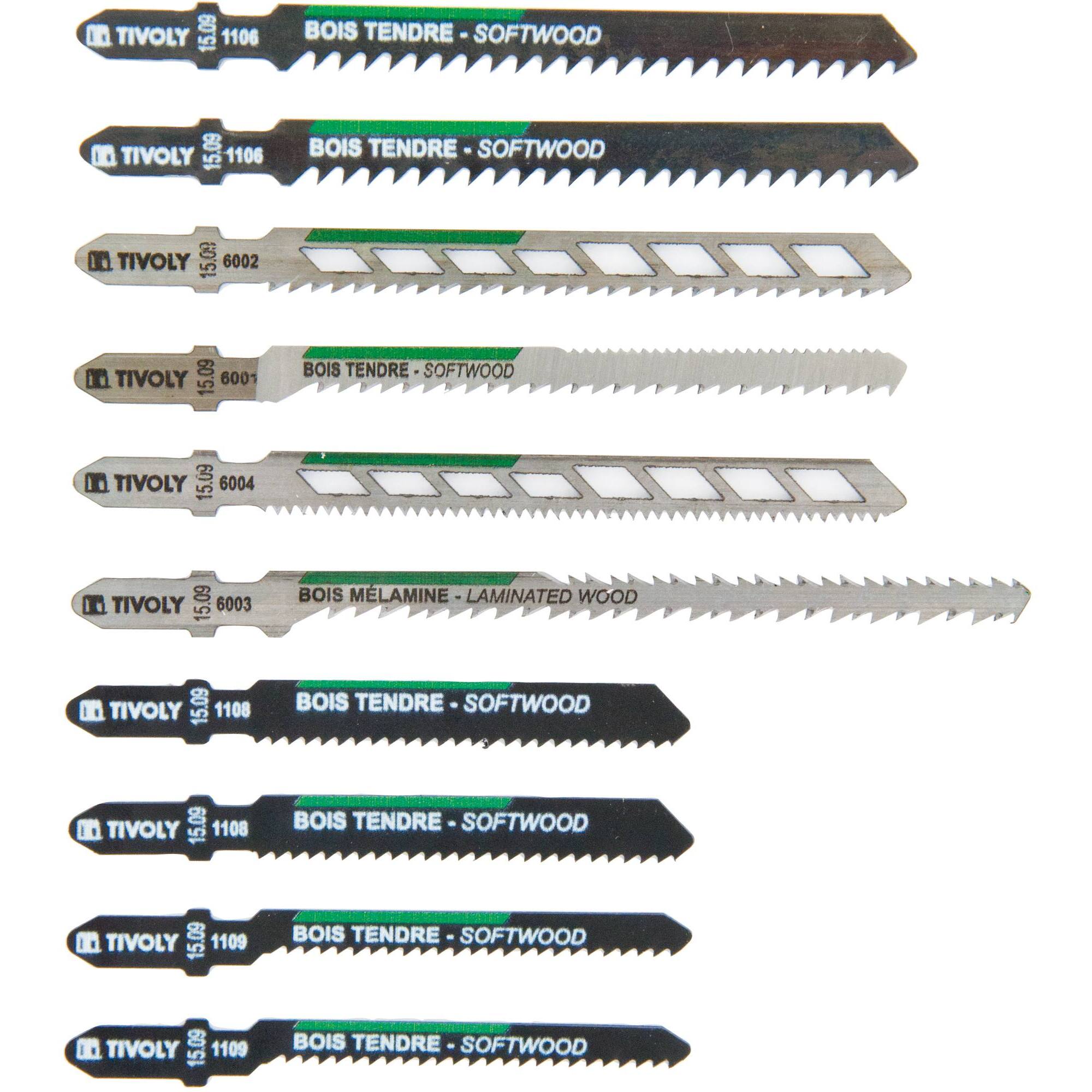 10 hojas de sierra de calar para madera y melamina - Enganche en T