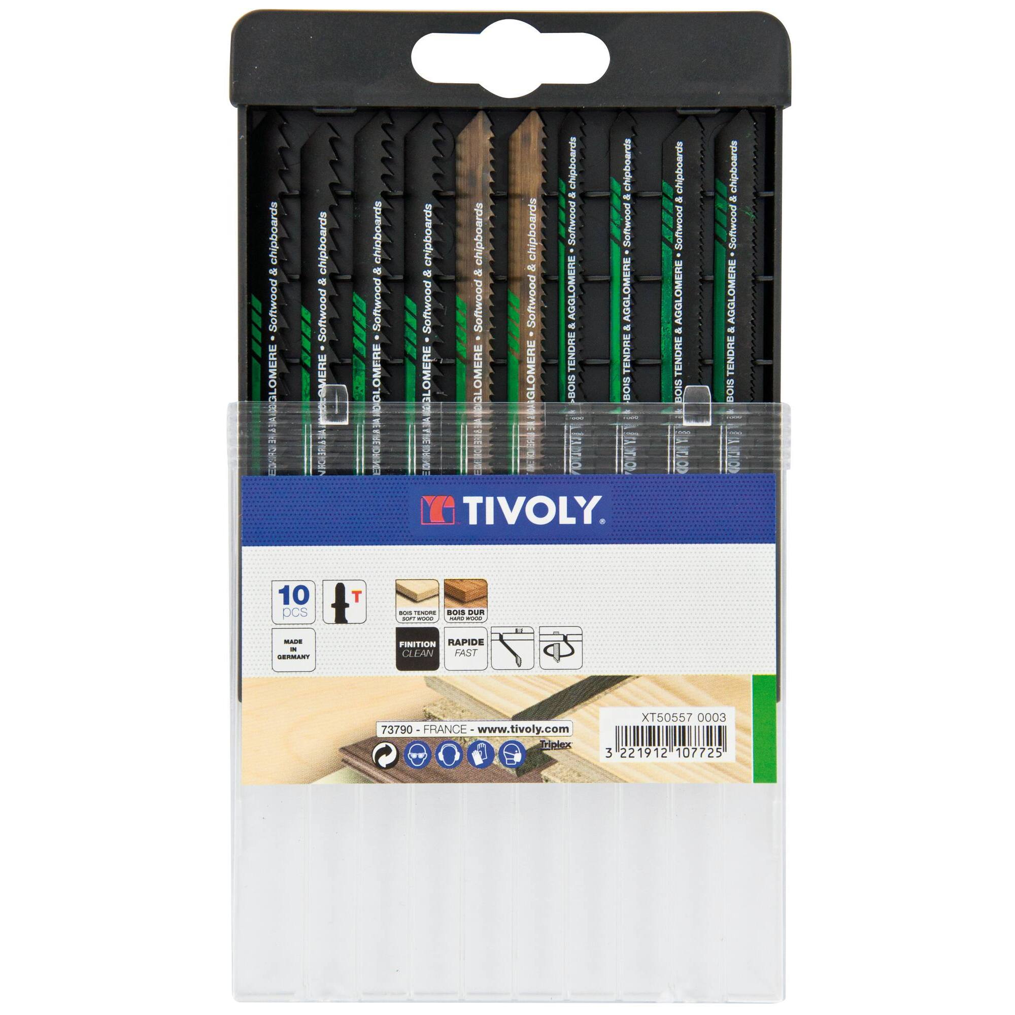 10 hojas de sierra de calar para madera blanda y dura -Enganche en T