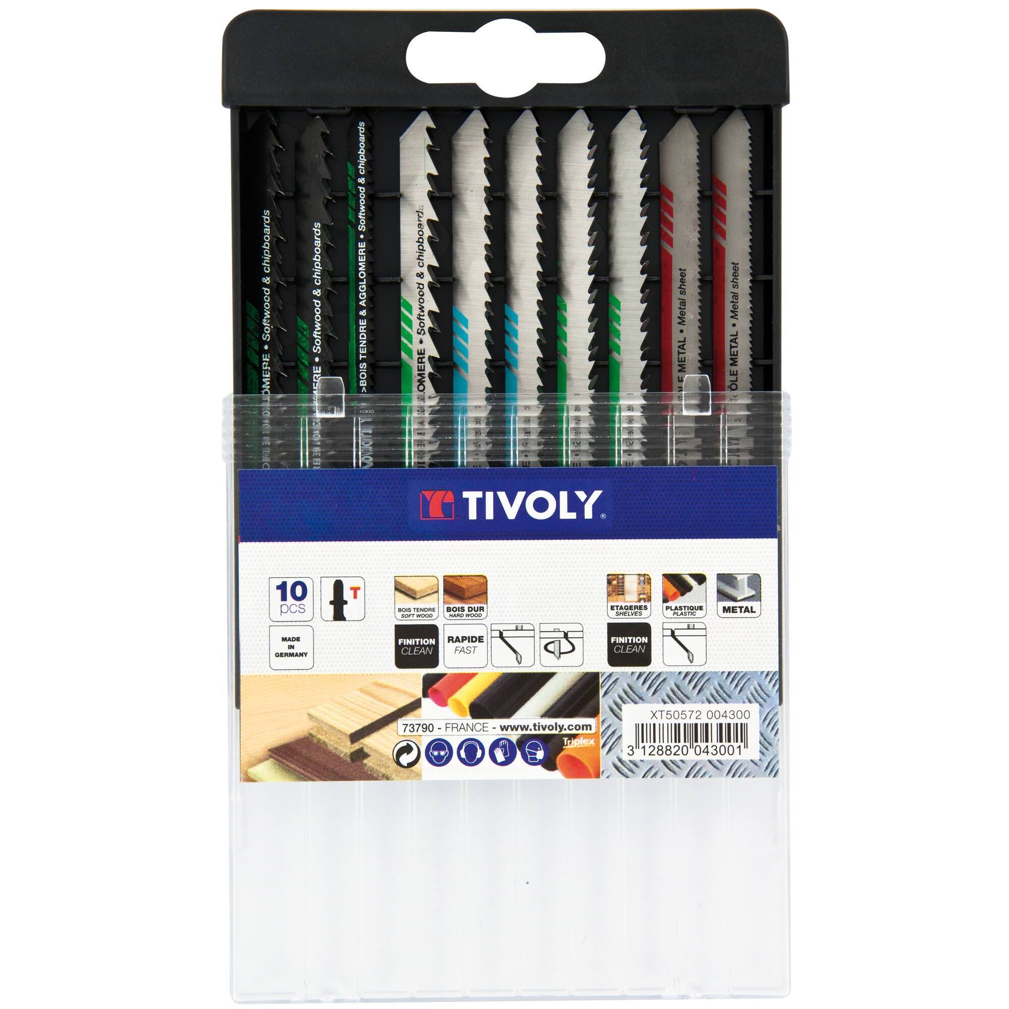 10 hojas de sierra de calar para madera, melamina, plástico y metales no ferrosos -Enganche en T