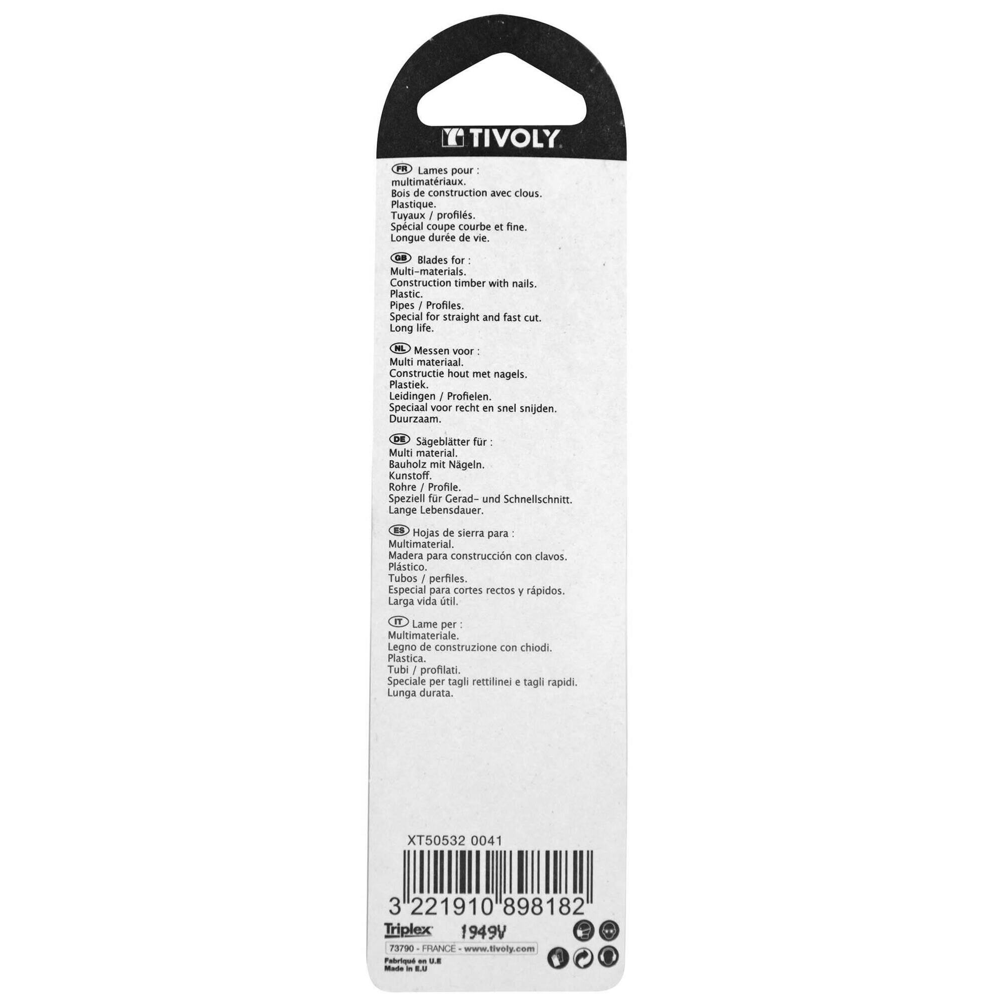 Hoja de sierra de calar -Múltiples materiales -Enganche en U (Blíster) / L: 132 / H: 110 / Corte recto