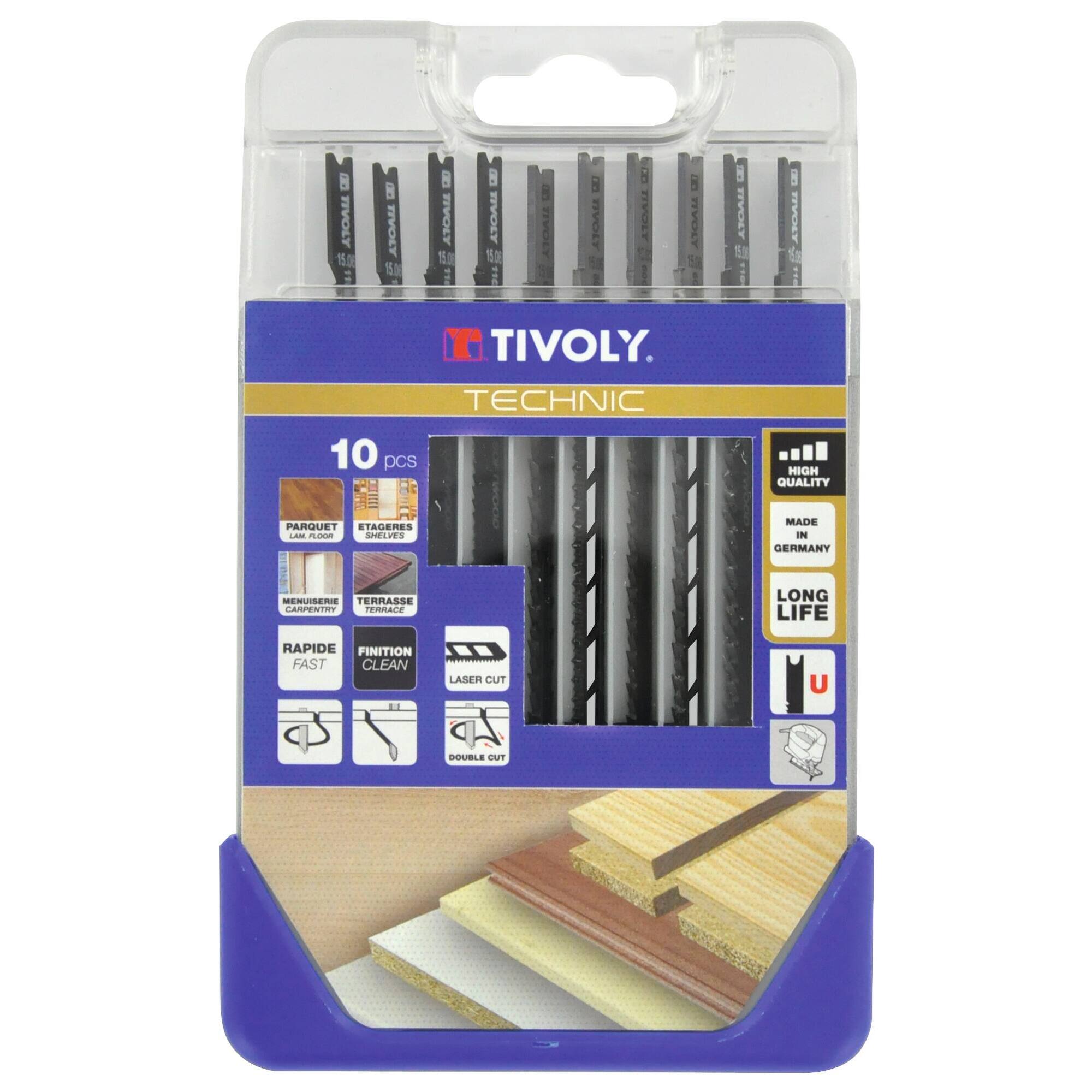 XT505370001 - 10 hojas de sierra de calar para madera y melamina - Enganche en U