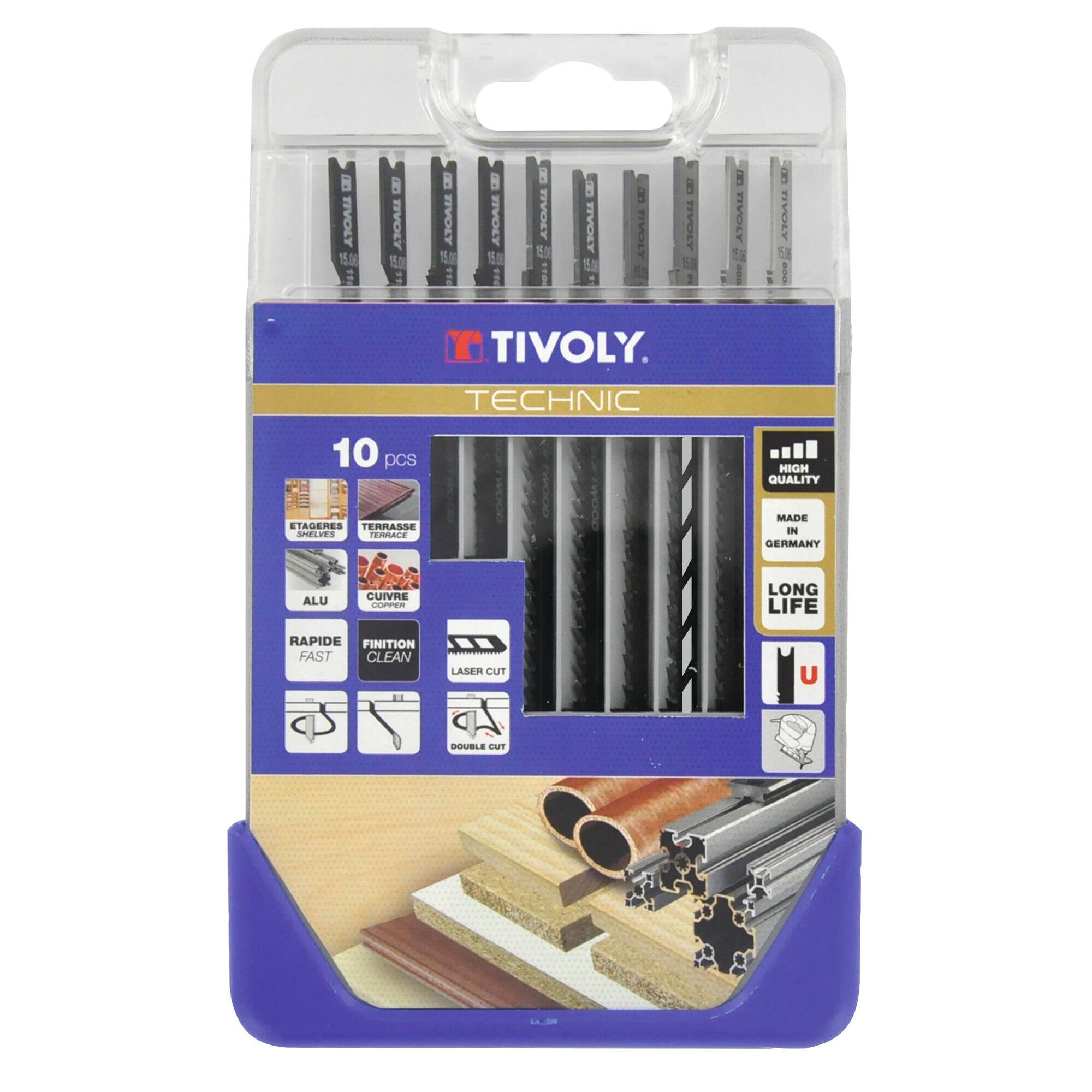 XT505370002 - 10 hojas de sierra de calar para madera, melamina y metales no ferrosos -Enganche en U