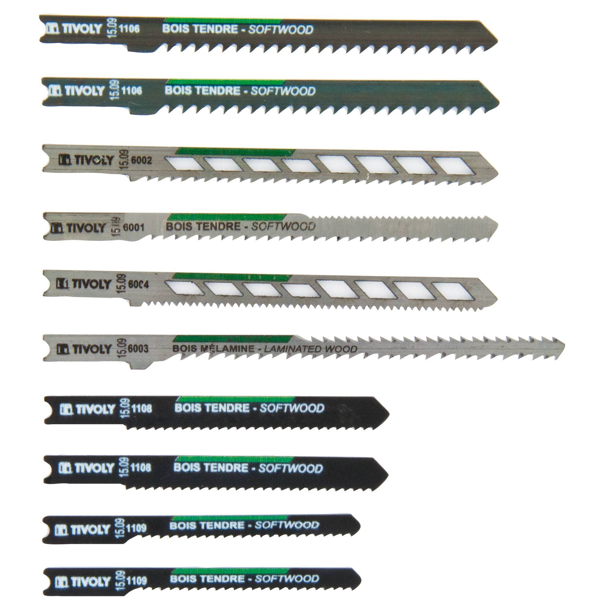 10 hojas de sierra de calar para madera y melamina - Enganche en U