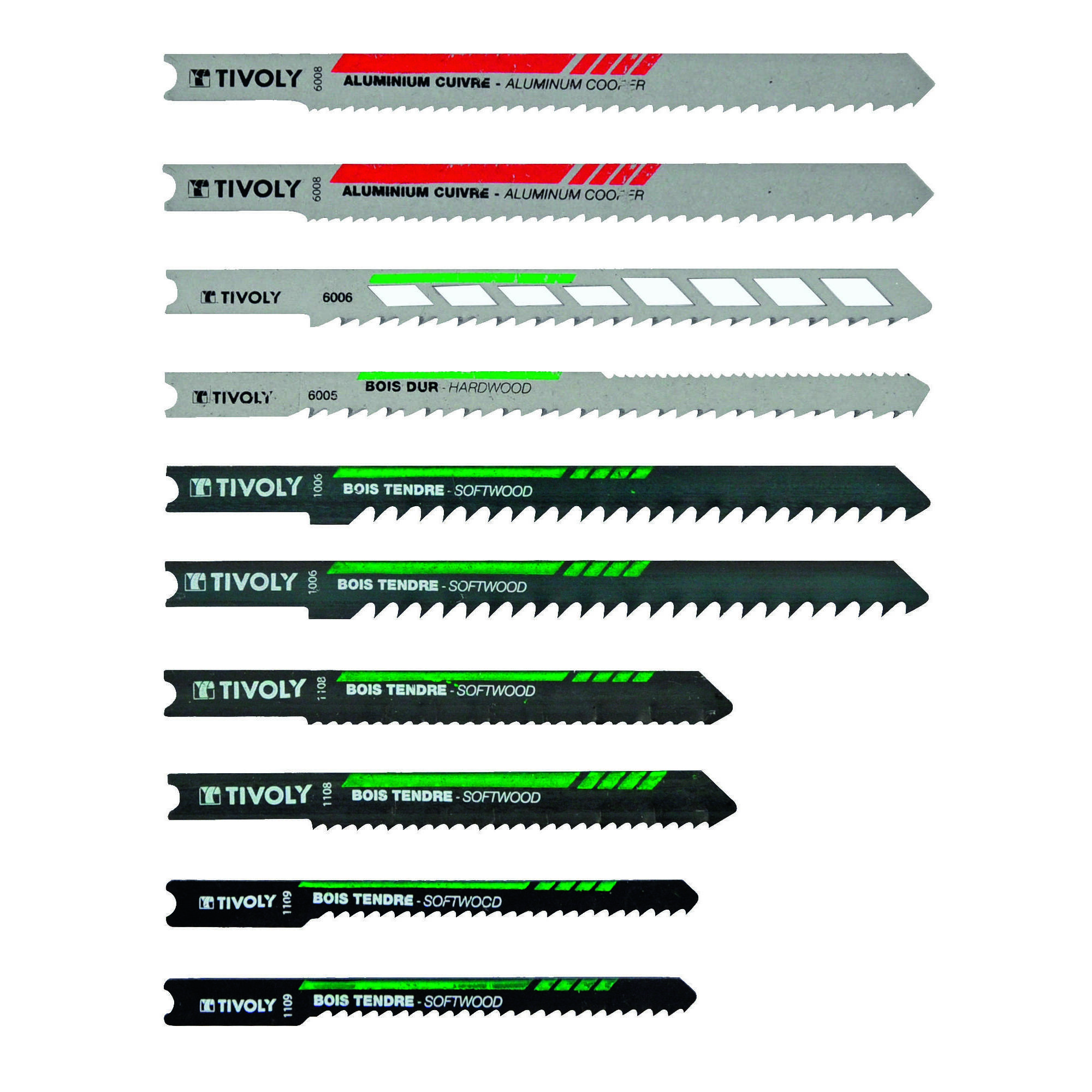 10 hojas de sierra de calar para madera, melamina y metales no ferrosos -Enganche en U