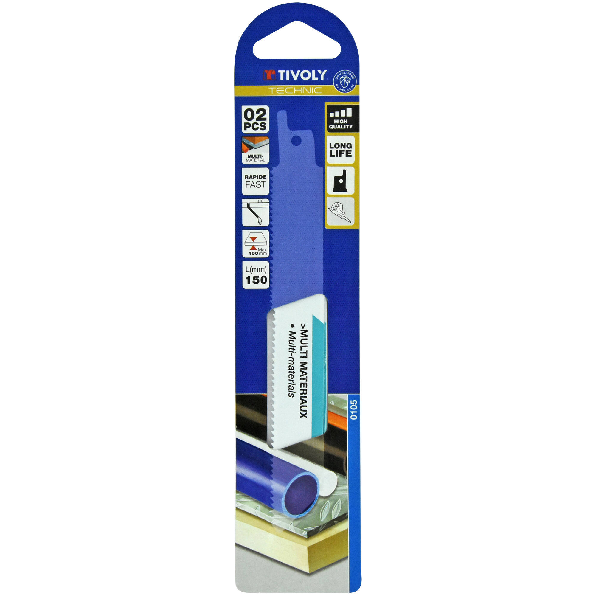 Hoja de sierra de sable -Múltiples materiales -Enganche universal (Funda cartón) / L: 150 / H: 130 / Corte recto