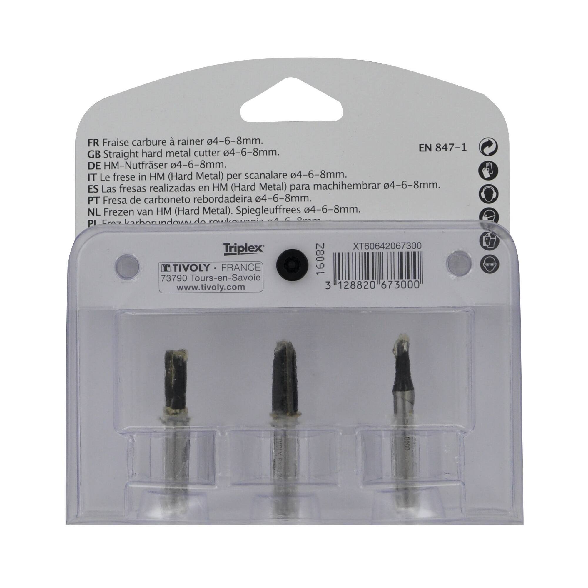 3 fresas para ranurar Ø 4- 6- 8 mm