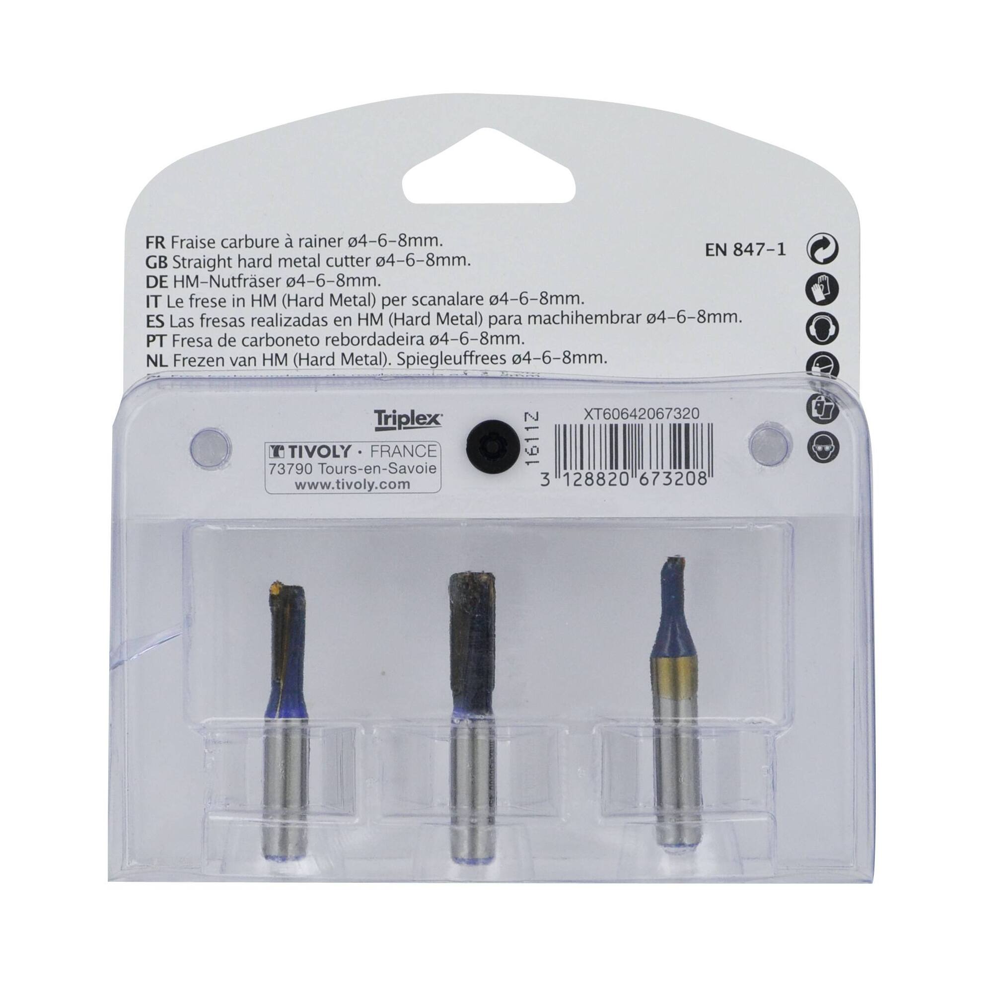 3 fresas para ranurar Ø 4- 6- 8 mm