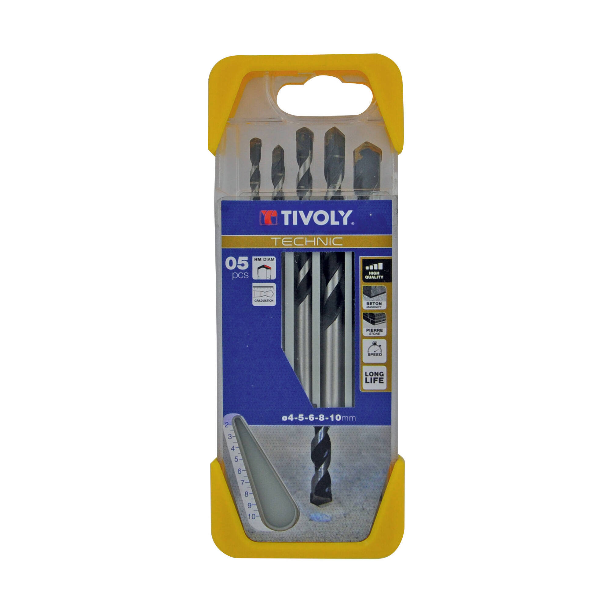 5 brocas para hormigón graduadas SLR Ø 4 a 10 mm