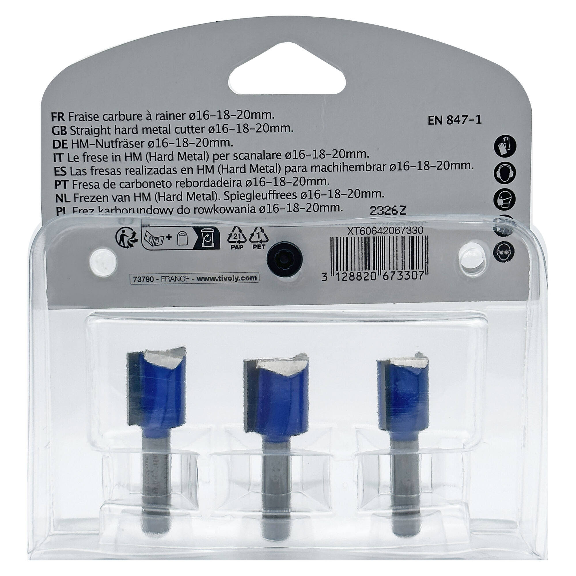 3 fresas para ranurar Ø 16- 18- 20 mm