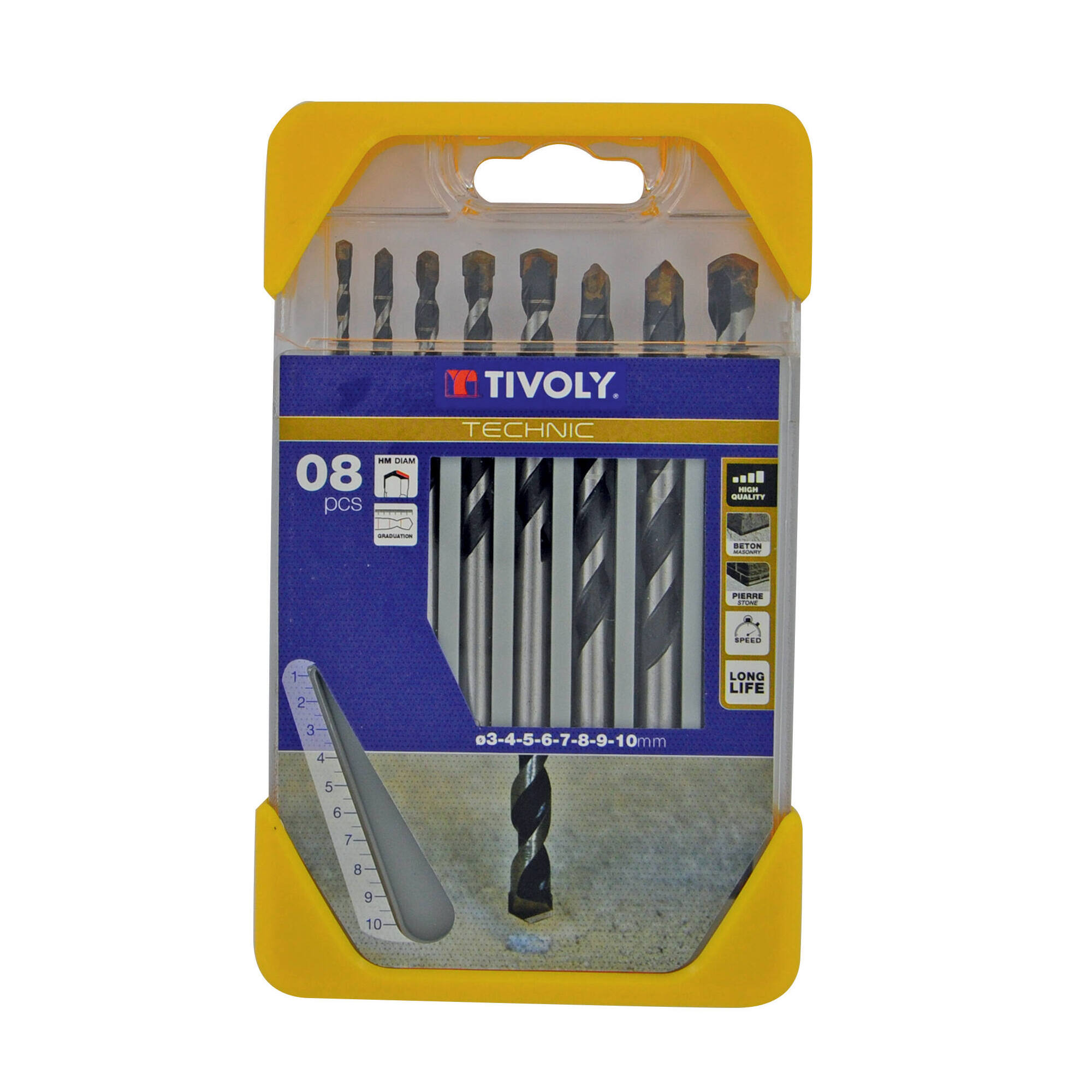 8 brocas para hormigón graduadas SLR Ø 3 a 10 mm