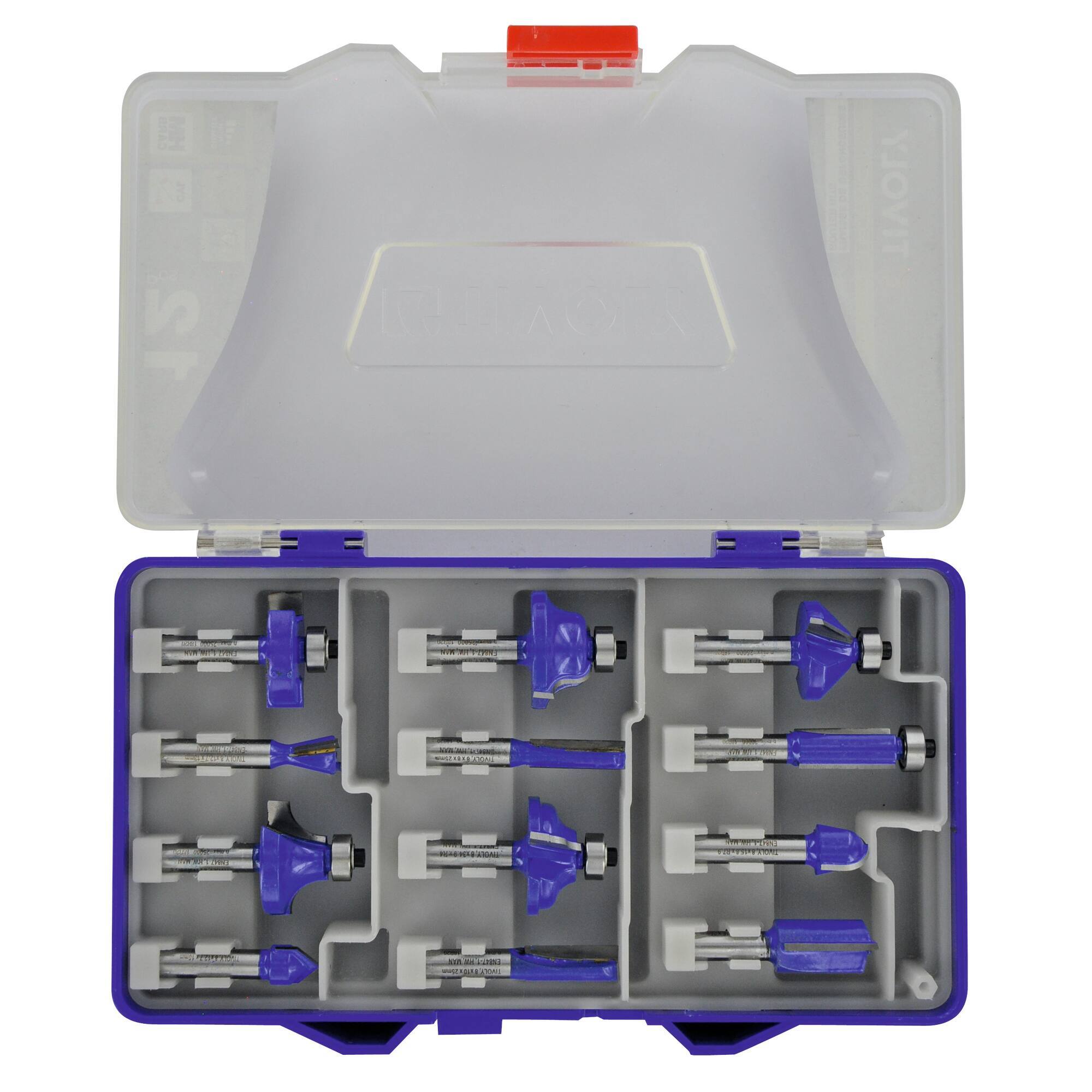 12 fresas de rebajadora de formas variadas - mango de 8 mm